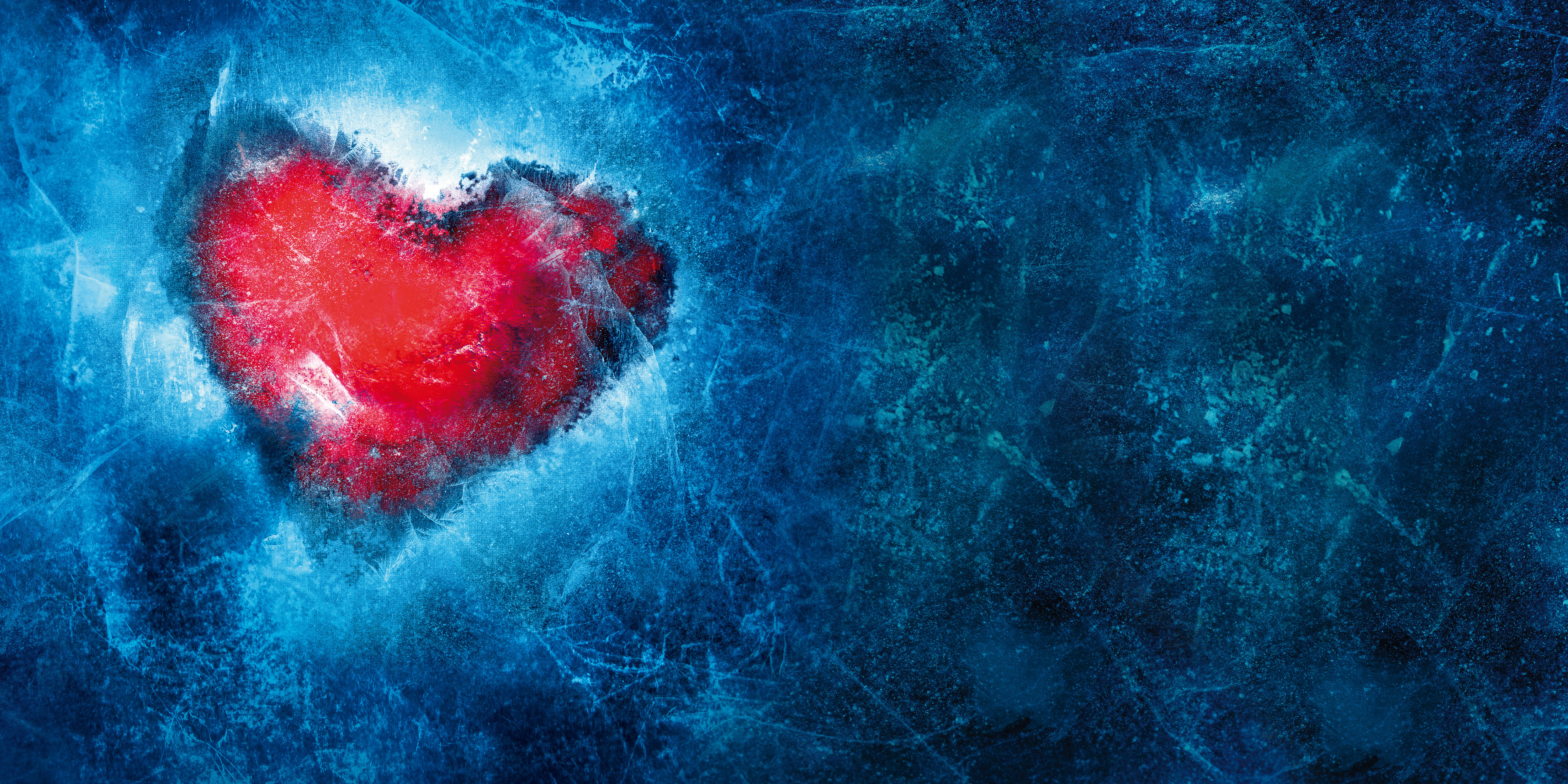 Frozen Red Heart in Ice HD Wallpaper