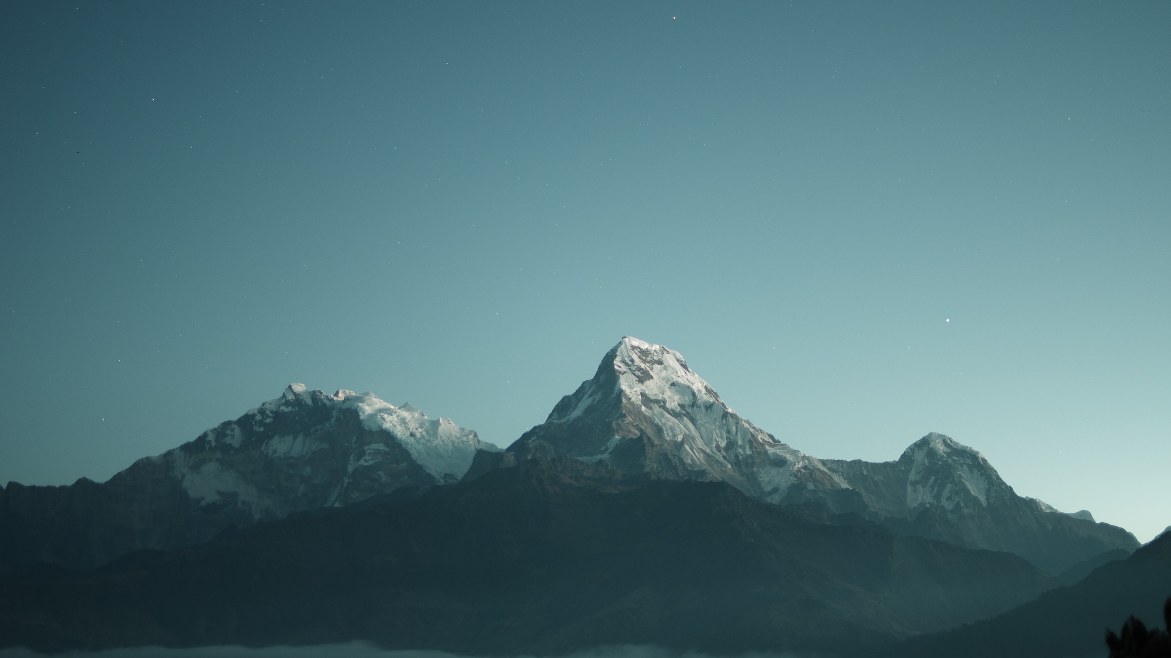4K Mountains Under a Starry Sky HD Wallpaper