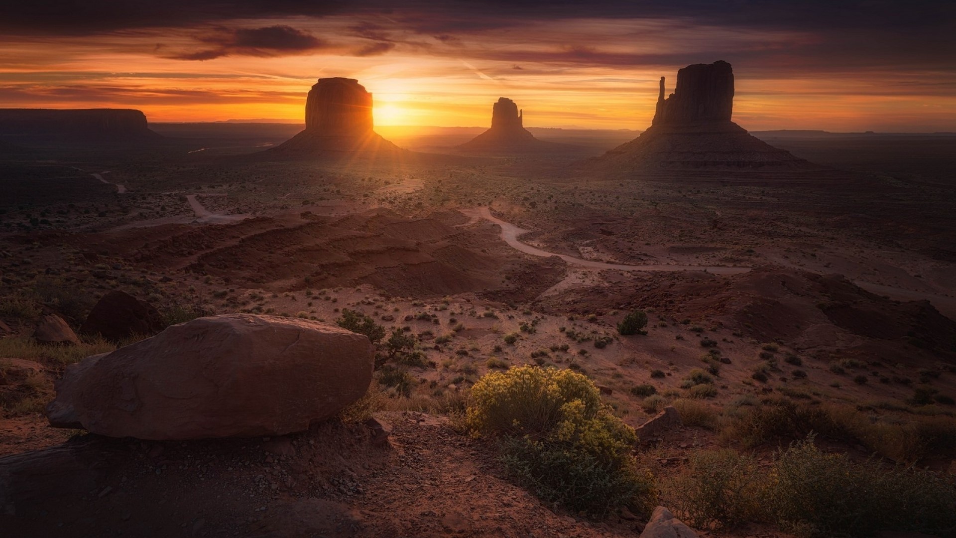 Monument Valley at Sunset HD Wallpaper