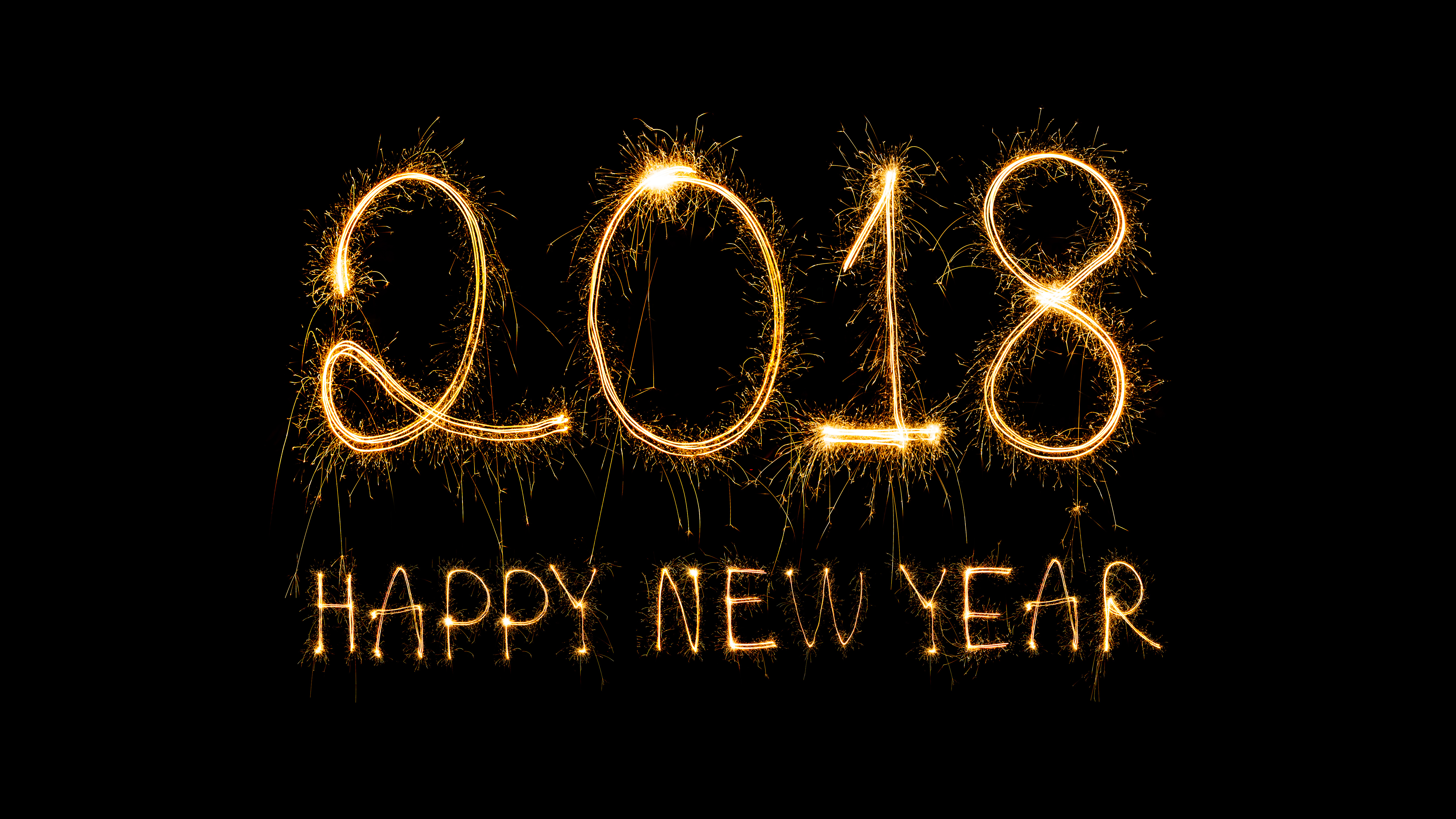 Happy New Year 2018 Sparklers HD Wallpaper