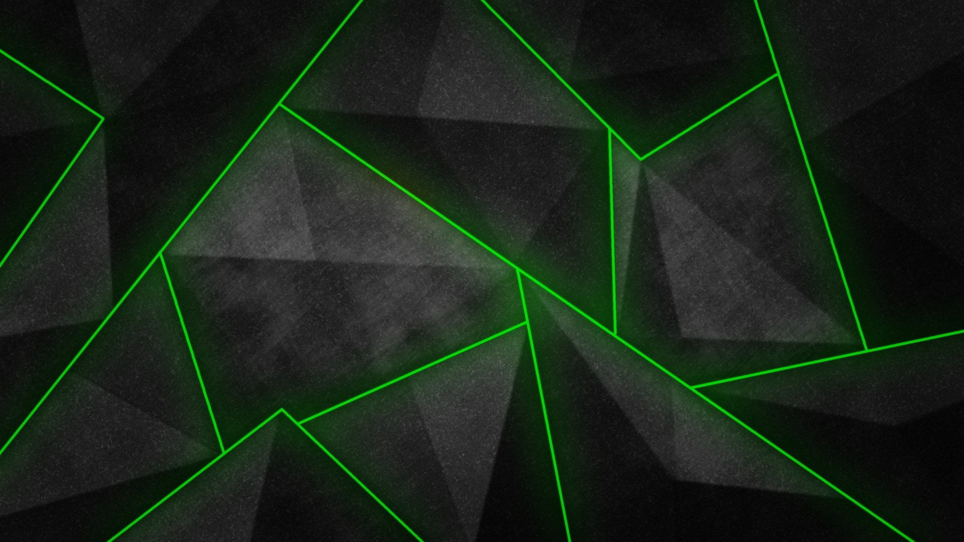 Abstract dark geometric shapes with neon green outlines HD Wallpaper