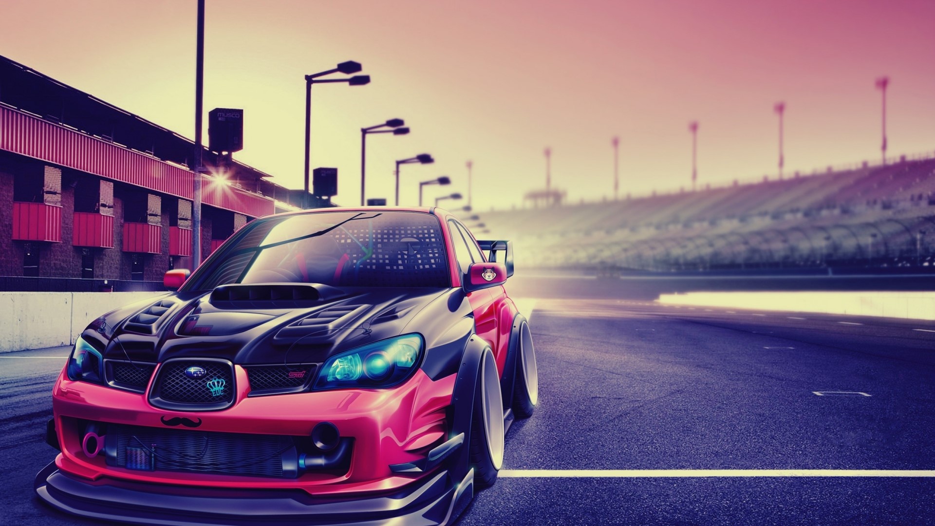 Modified Subaru Impreza on a Race Track HD Wallpaper