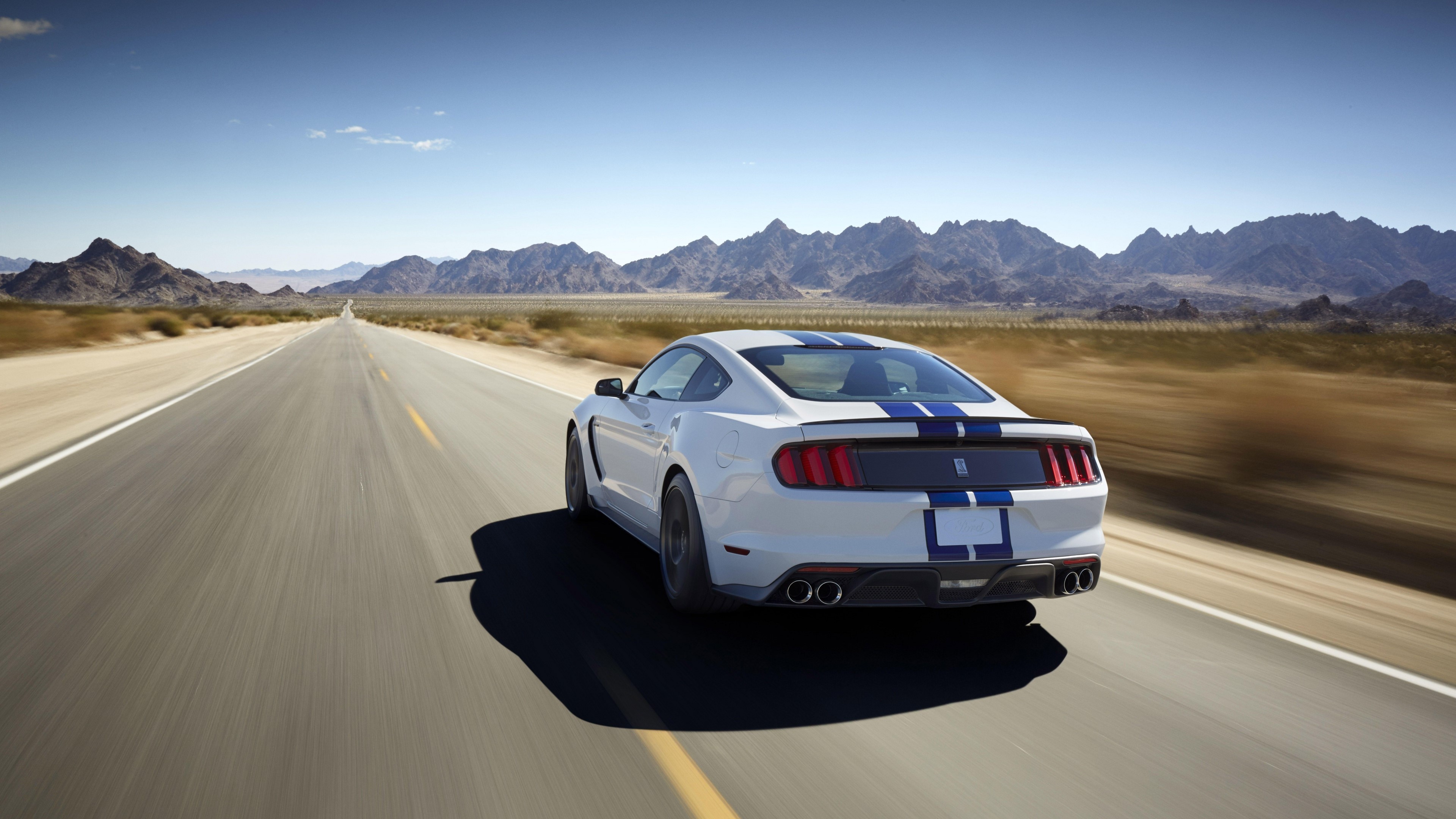 4K Ford Mustang on Desert Road HD Wallpaper