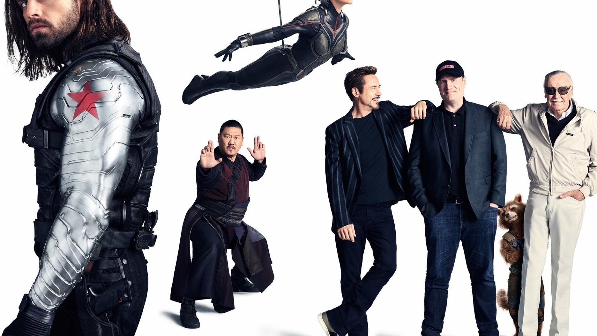 Avengers Infinity War Cast with Winter Soldier, Wong, Iron Man, and Stan Lee HD Wallpaper