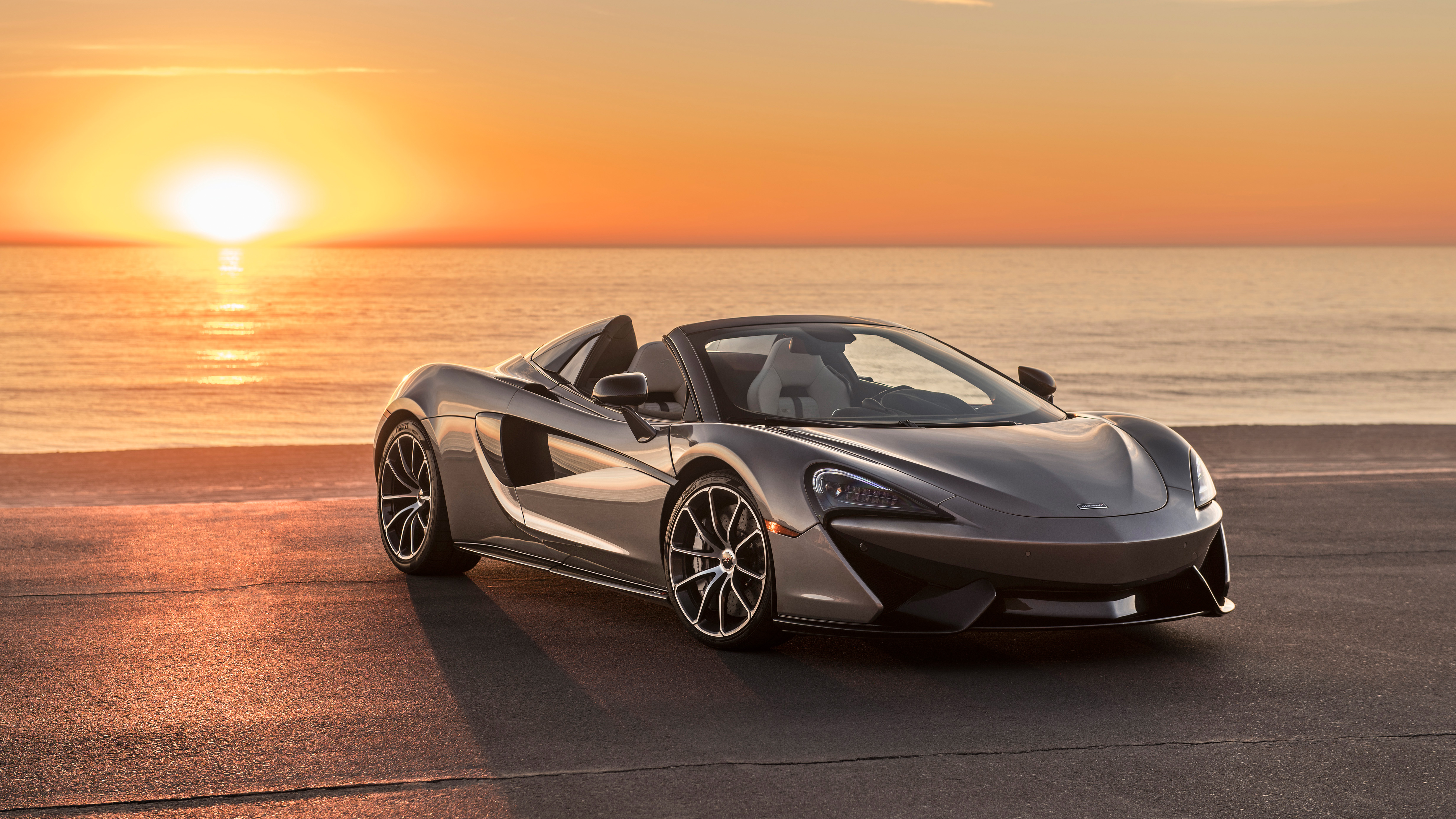 2018 McLaren 570S Spider convertible car at sunset HD Wallpaper