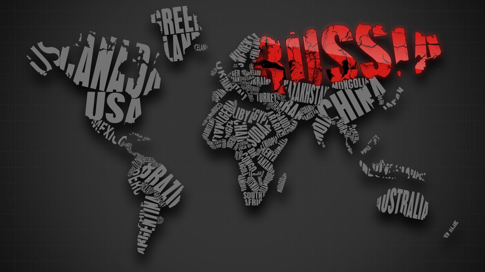 World map made of country names HD Wallpaper