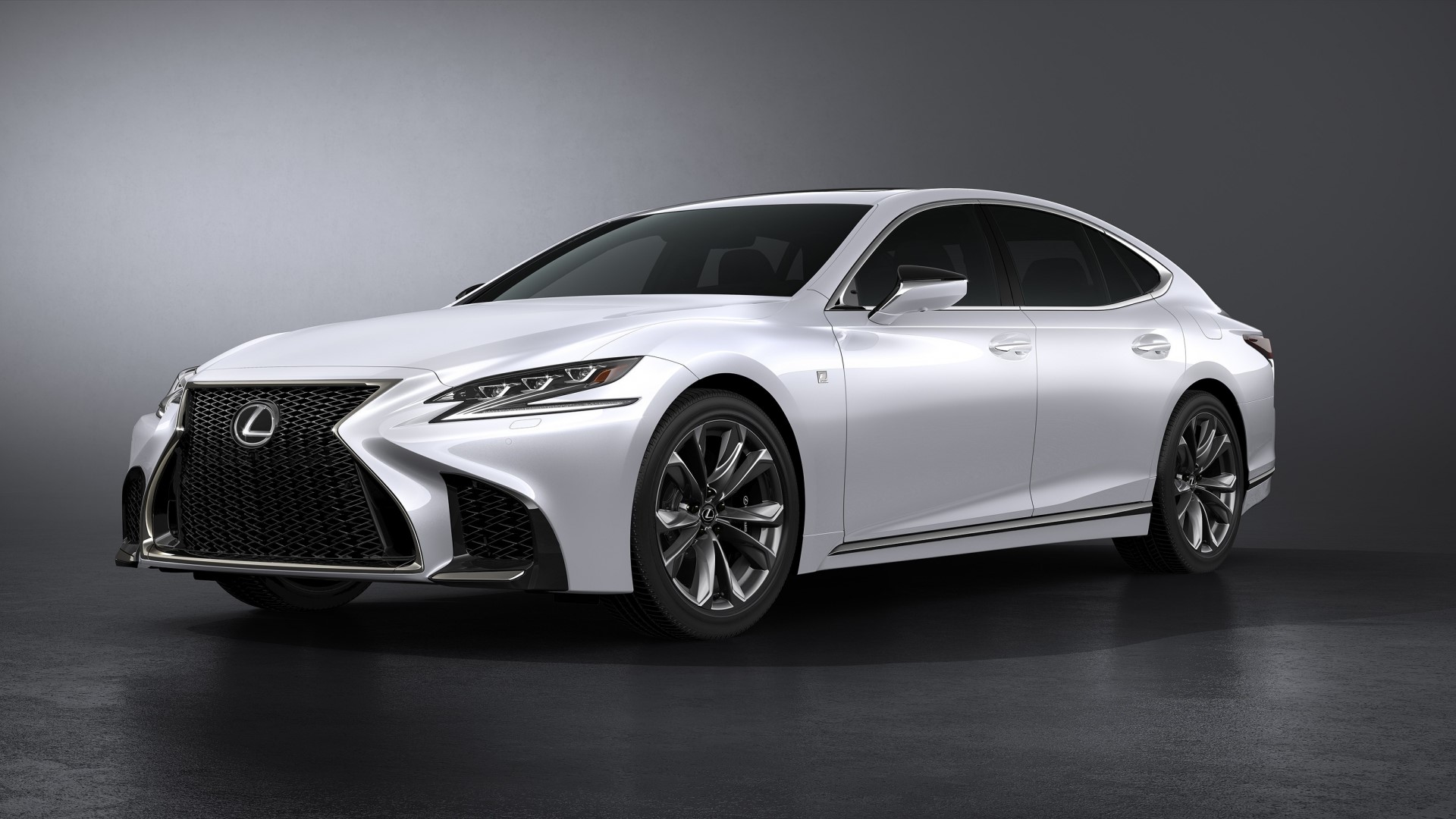 White Lexus LS500 F Sport sedan HD Wallpaper