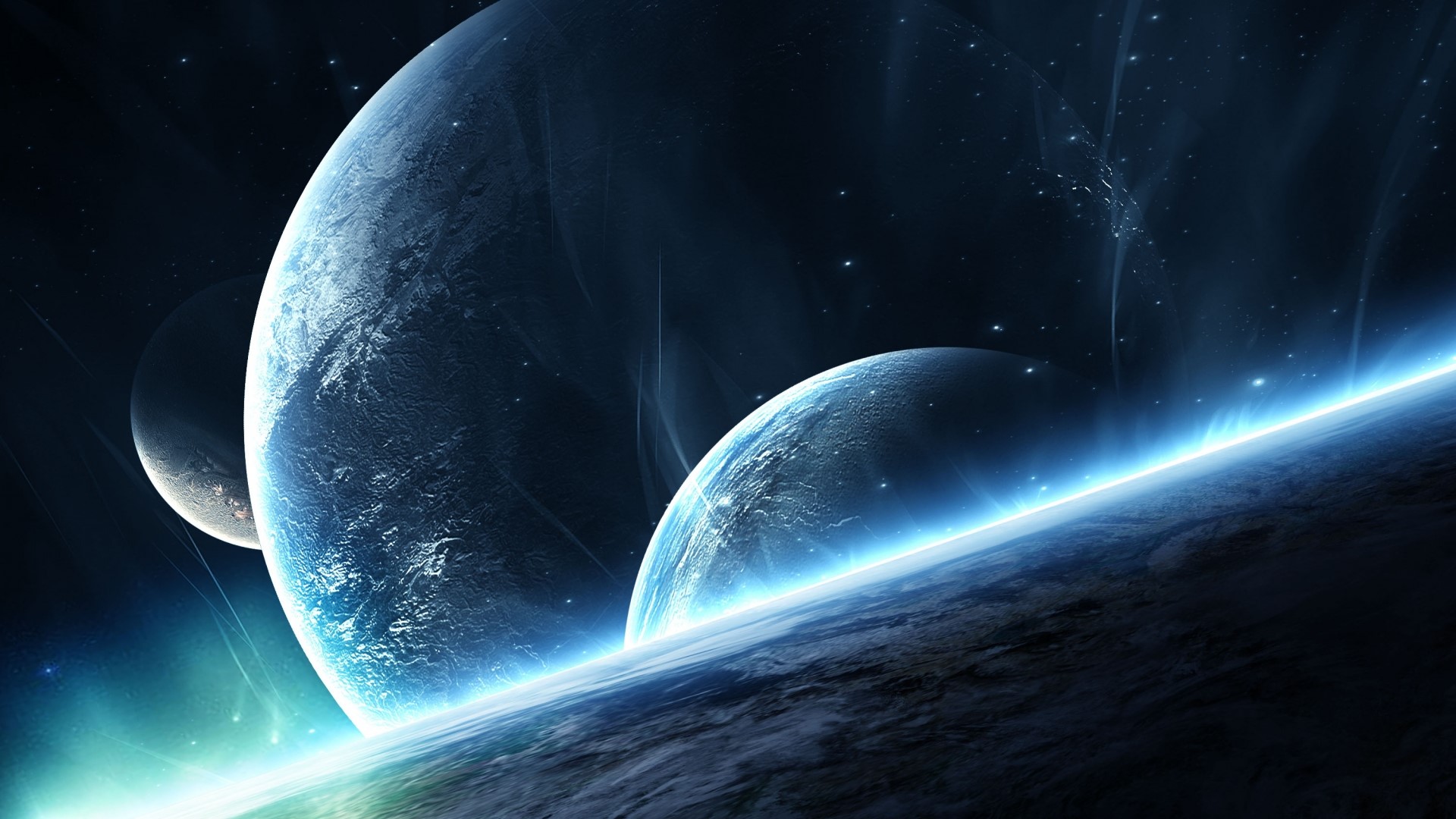 Planets in deep space with nebulae HD Wallpaper