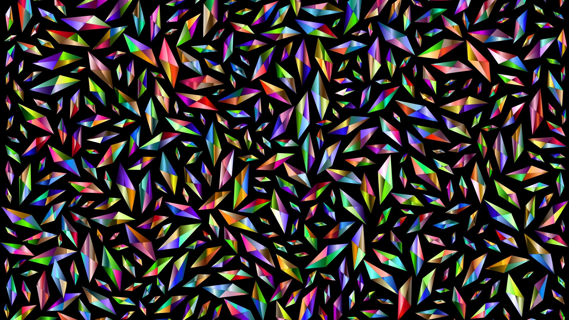 Abstract Colorful Crystal Shards on Black Background HD Wallpaper