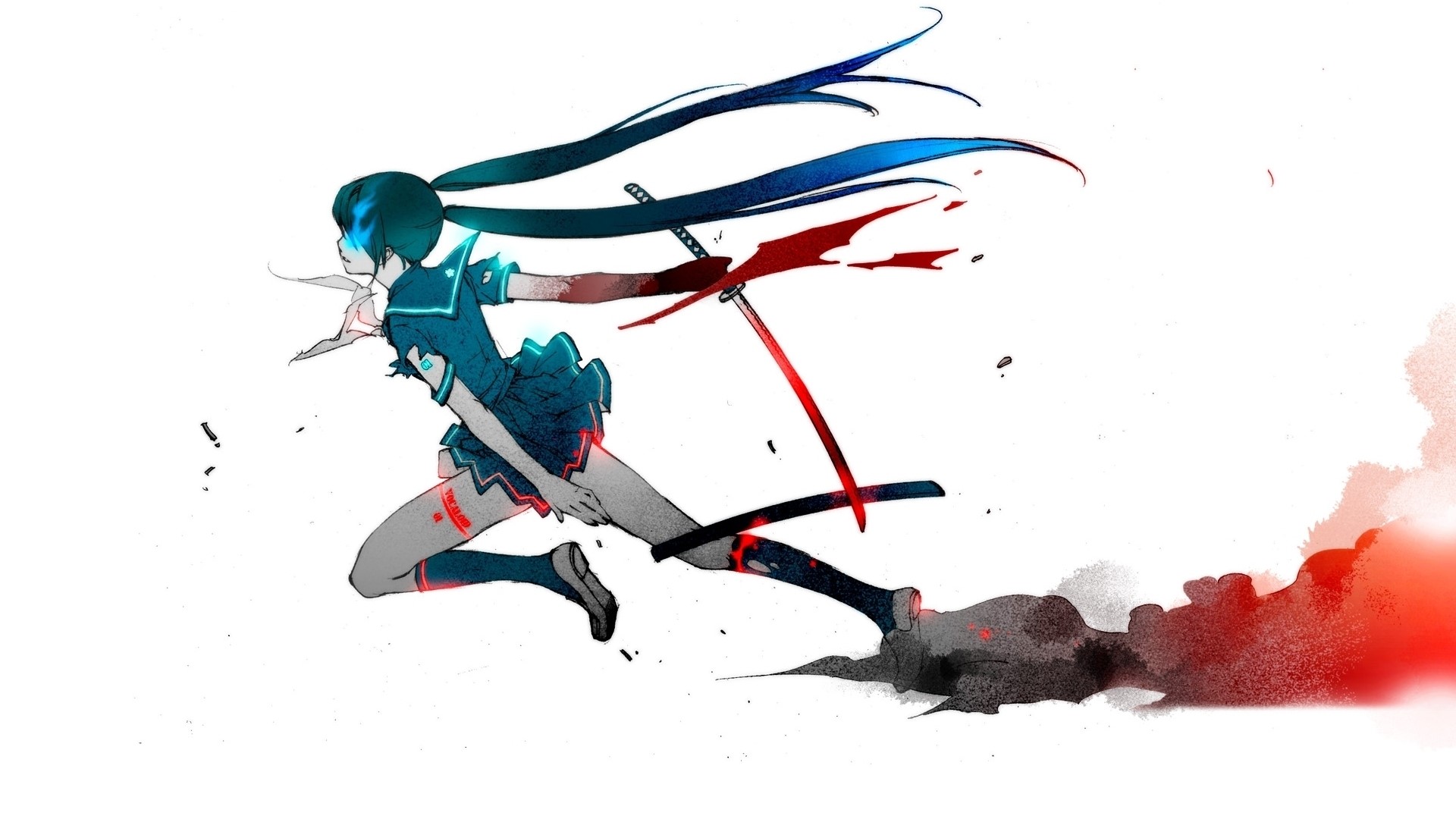 Black Rock Shooter with swords HD Wallpaper