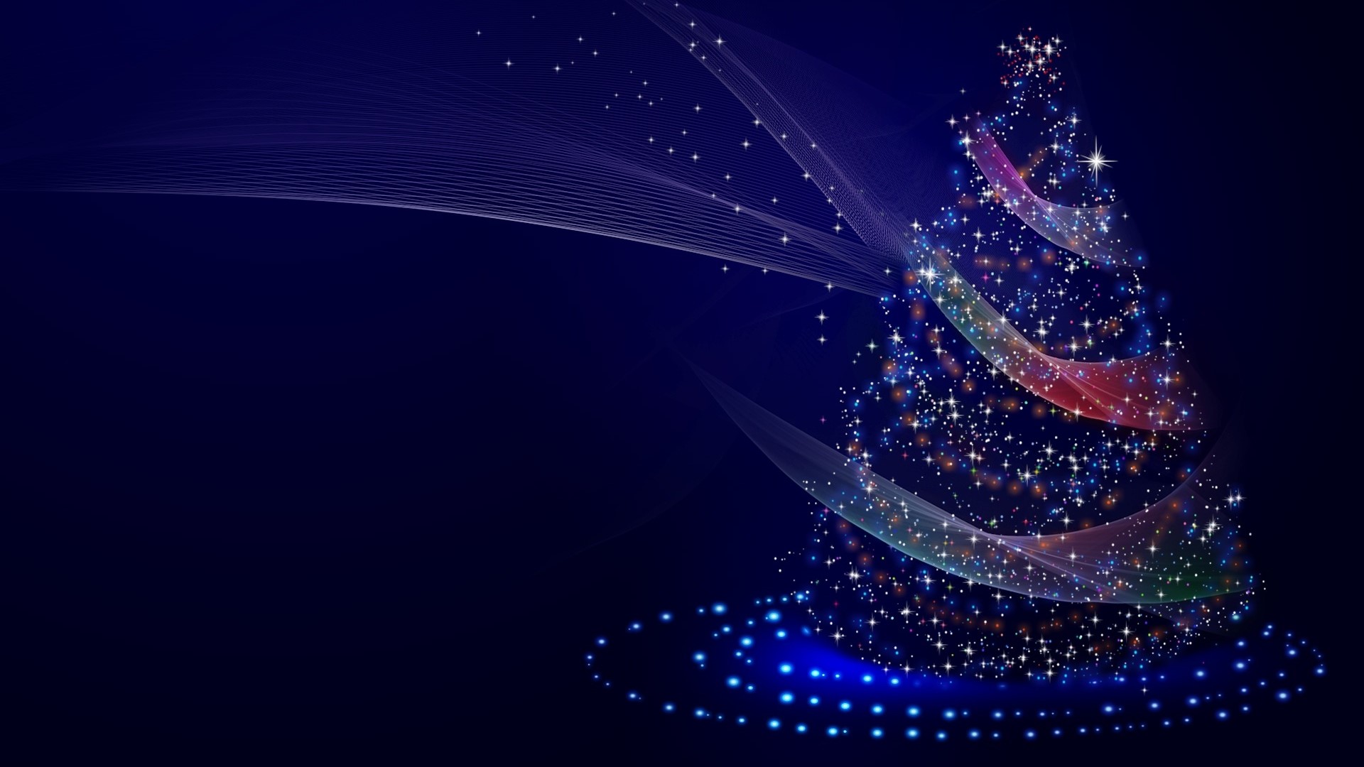 Abstract Christmas Tree with Stars and Lights HD Wallpaper