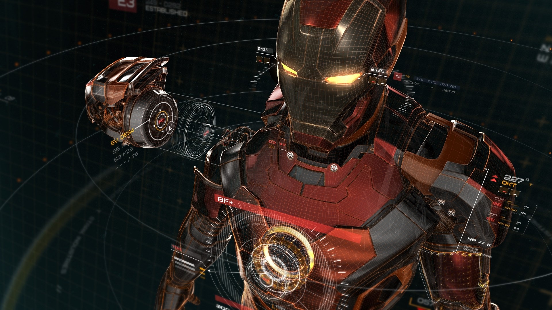 Iron Man with holographic interface HD Wallpaper