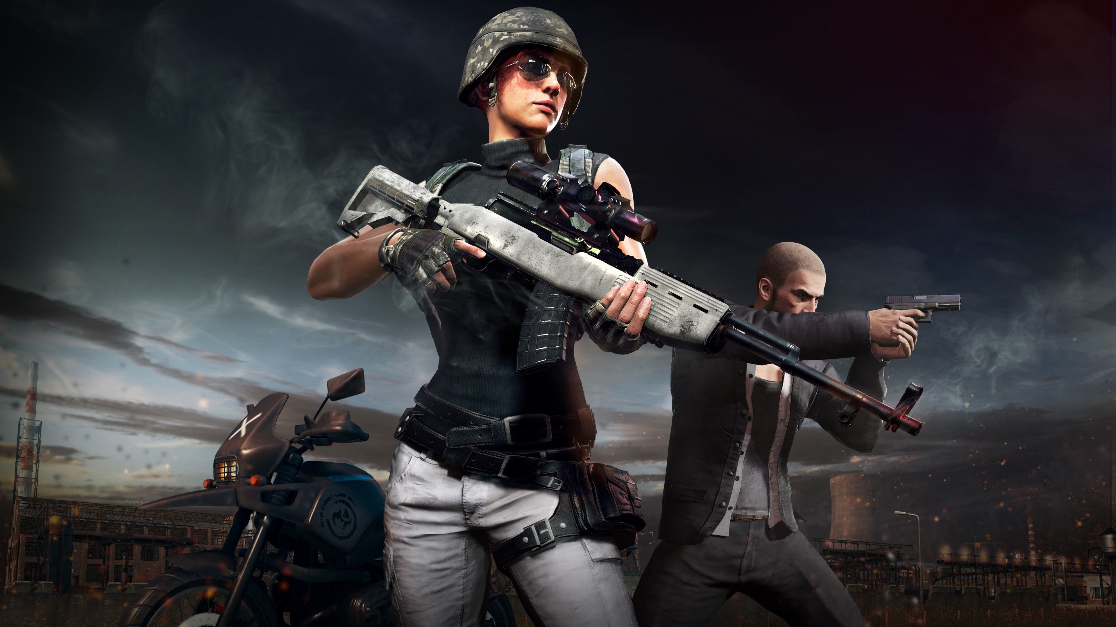 4K Playerunknown's Battlegrounds characters with weapons HD Wallpaper