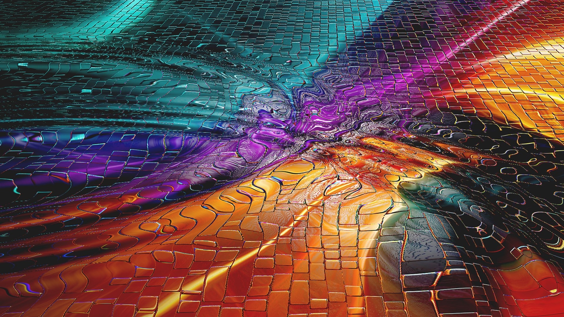 Abstract colorful wavy mosaic pattern HD Wallpaper