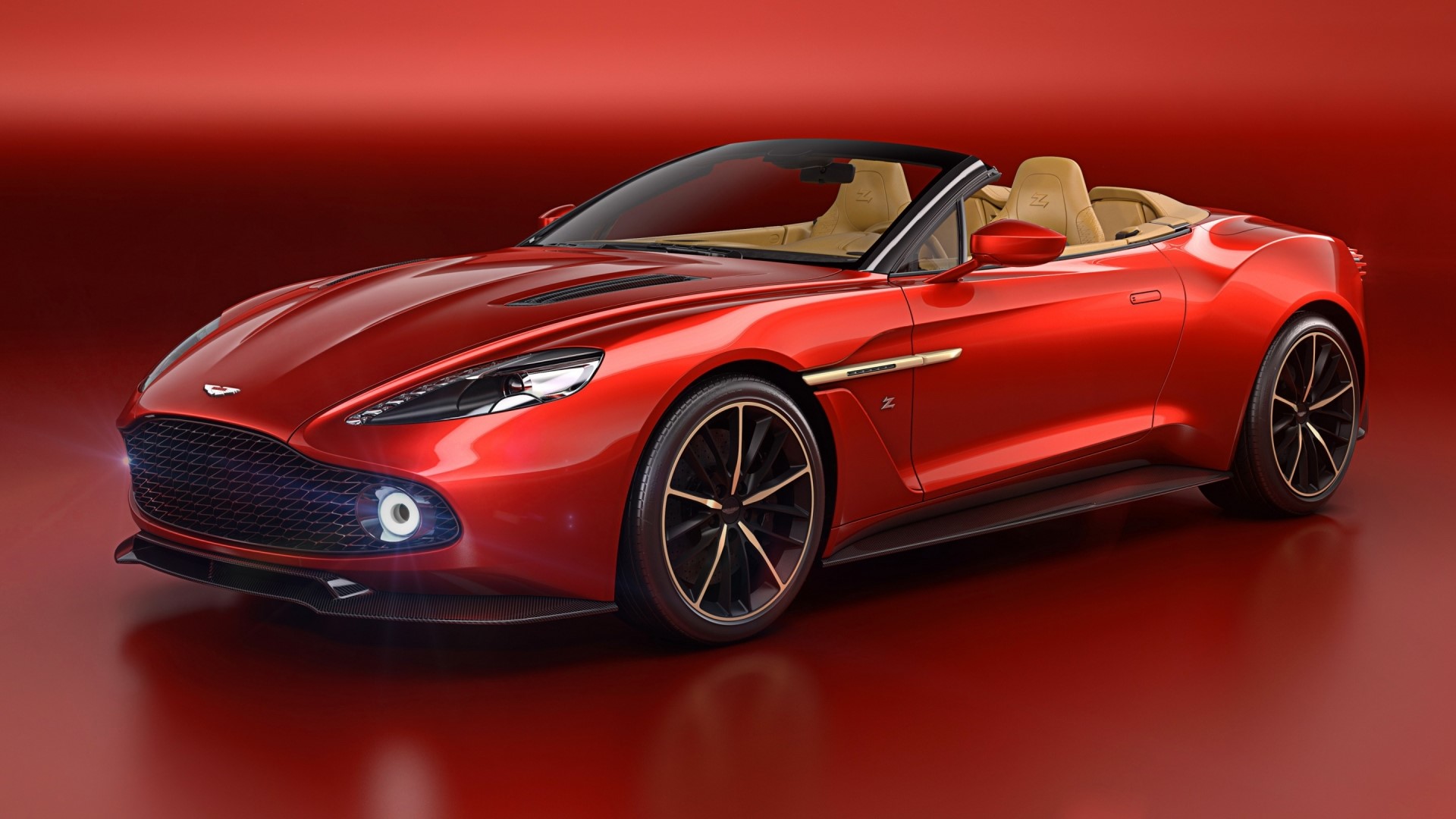 Red Aston Martin Vanquish Volante Convertible HD Wallpaper