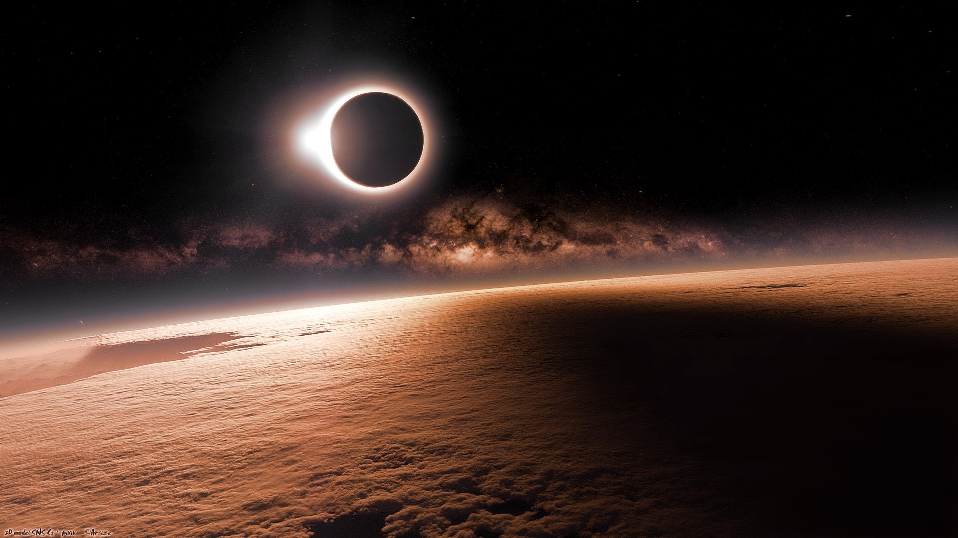Solar Eclipse over a Planet HD Wallpaper