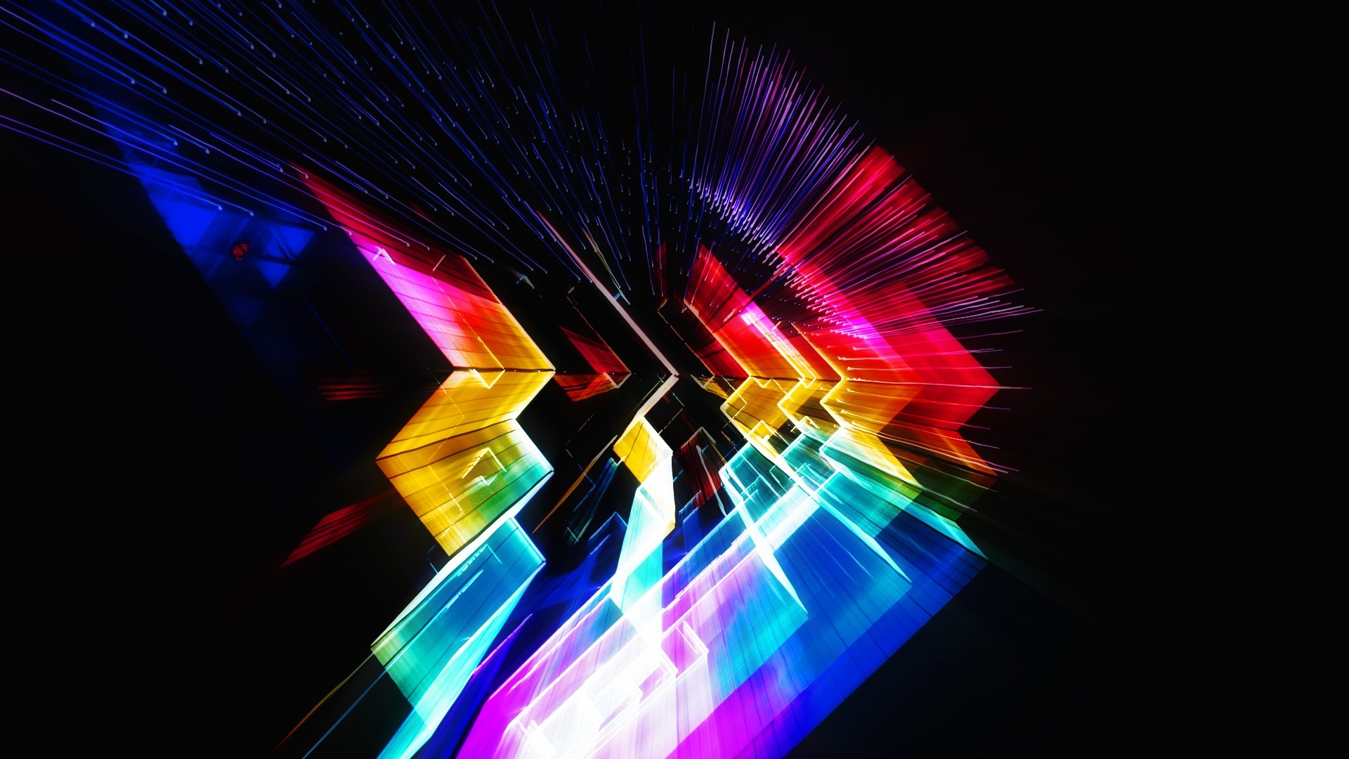 Abstract colorful geometric light tunnel HD Wallpaper