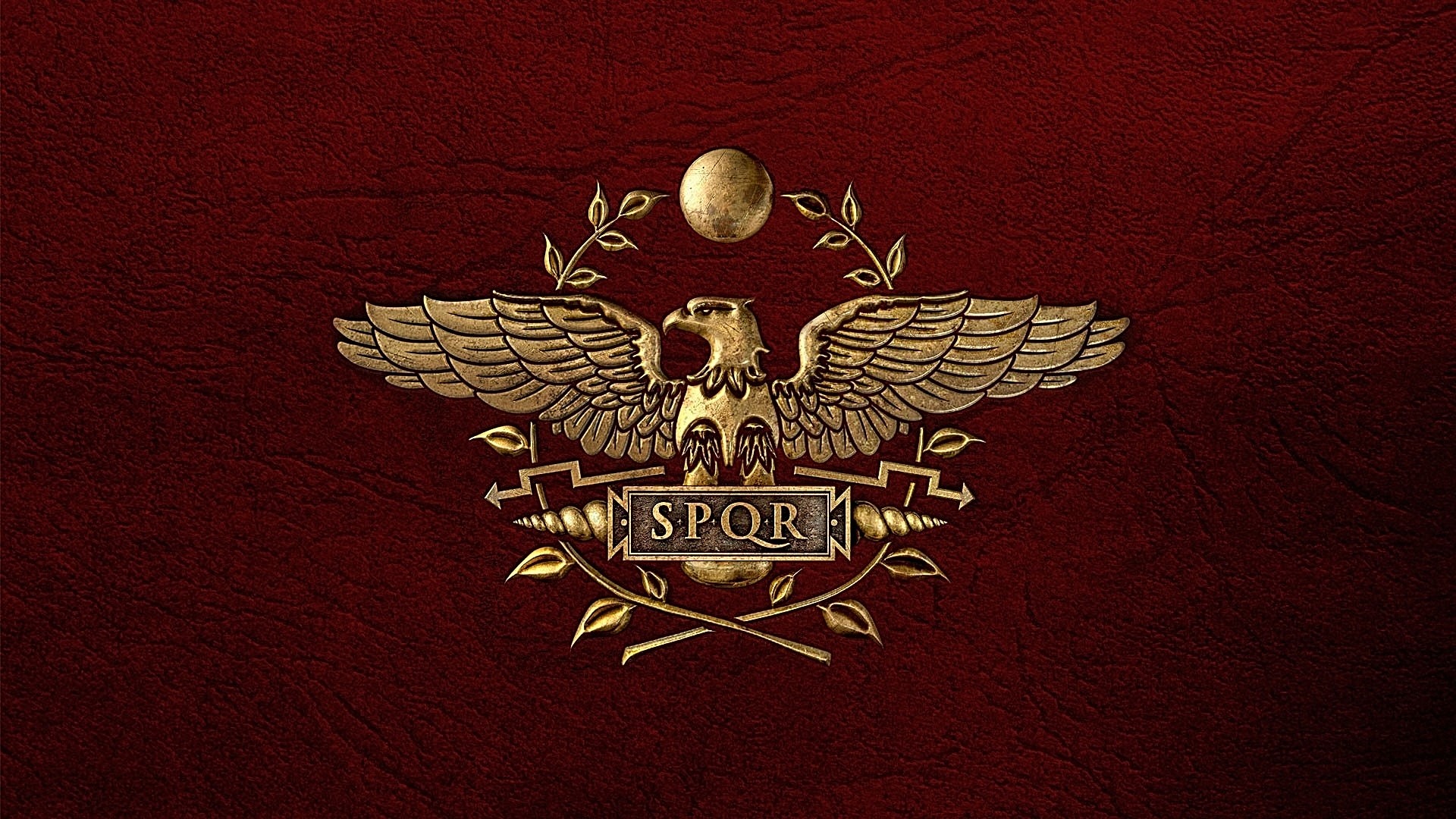 Roman Eagle SPQR emblem on red background HD Wallpaper