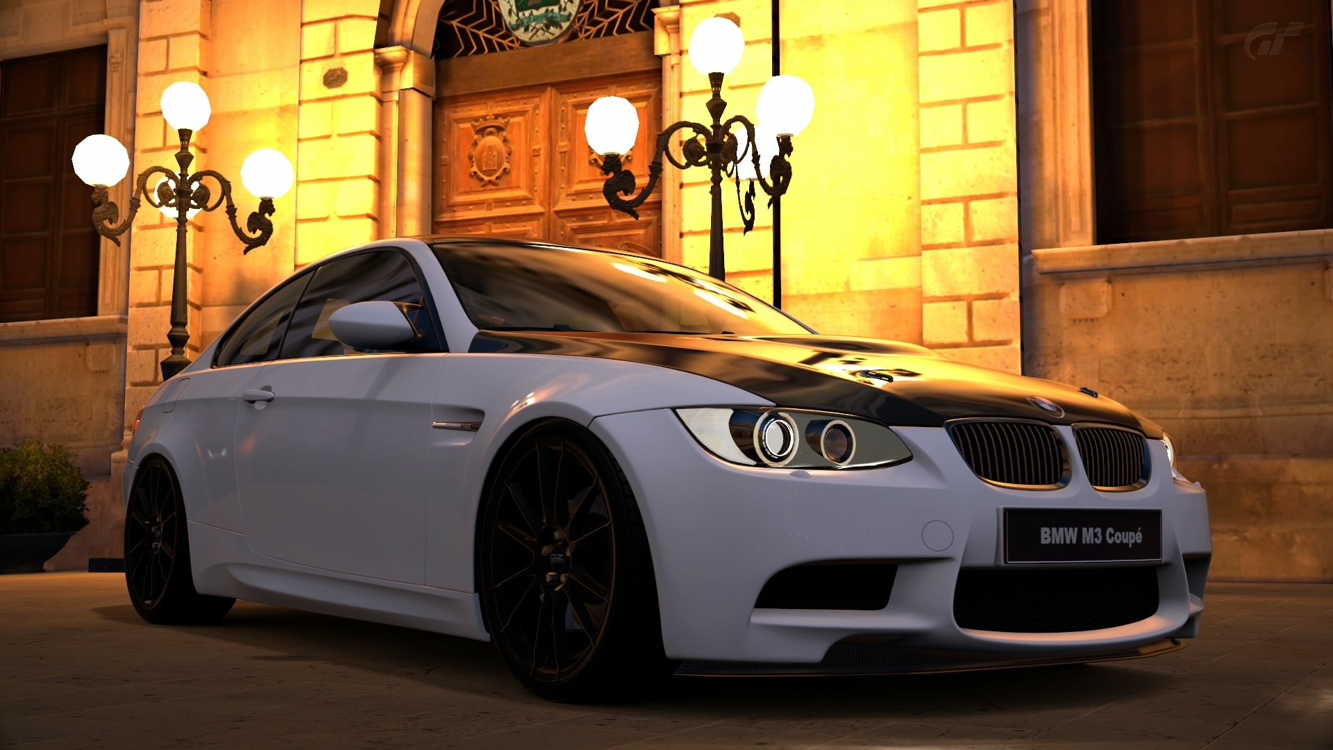 White BMW M3 Coupe parked outside building HD Wallpaper