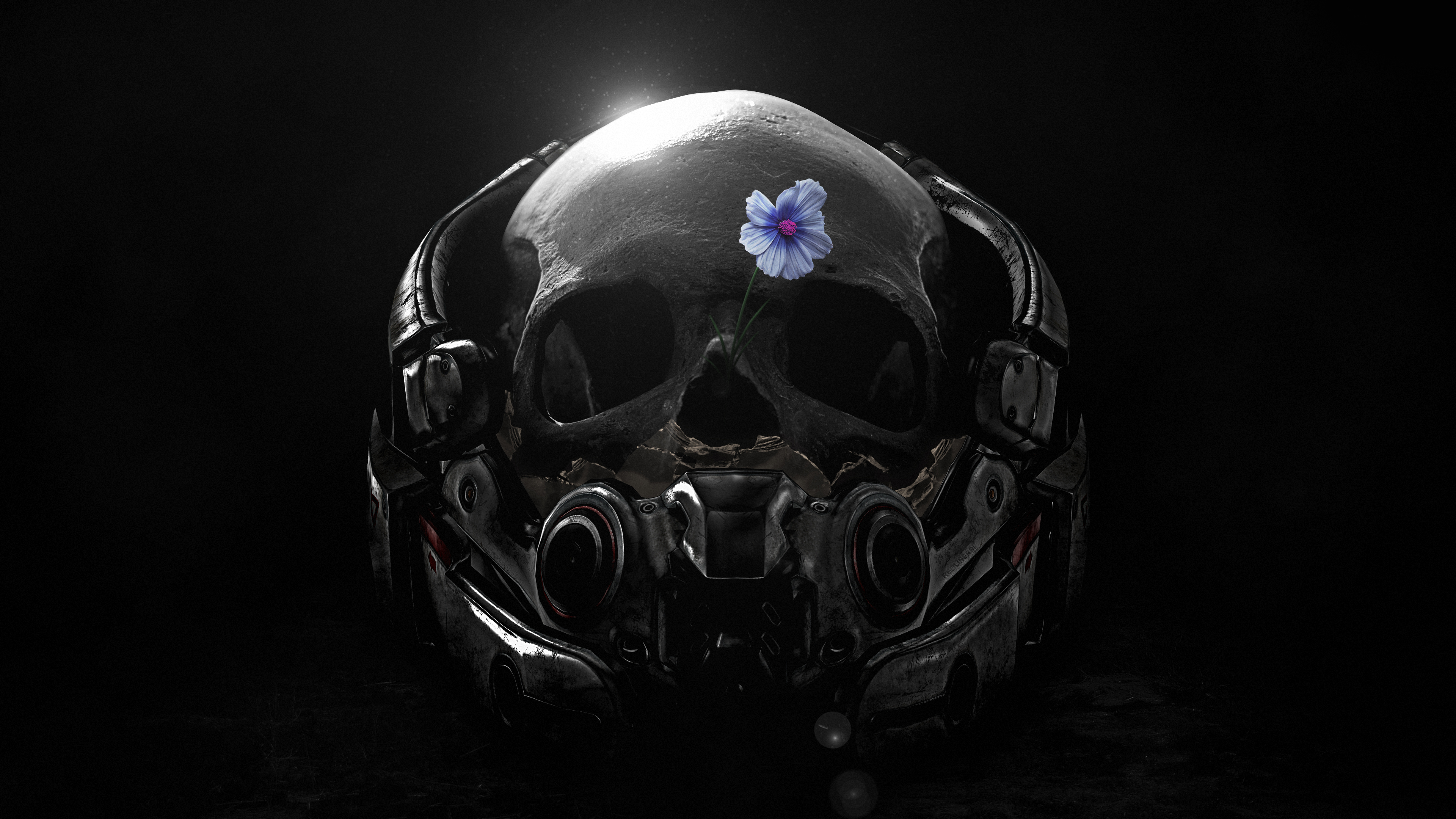 4K Mass Effect: Andromeda Skull with Flower HD Wallpaper