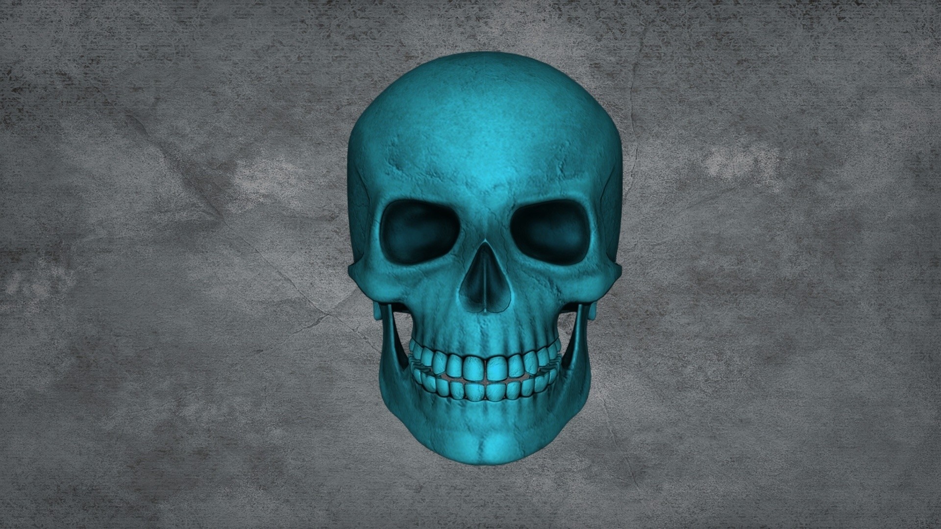 Turquoise Skull on Textured Background HD Wallpaper