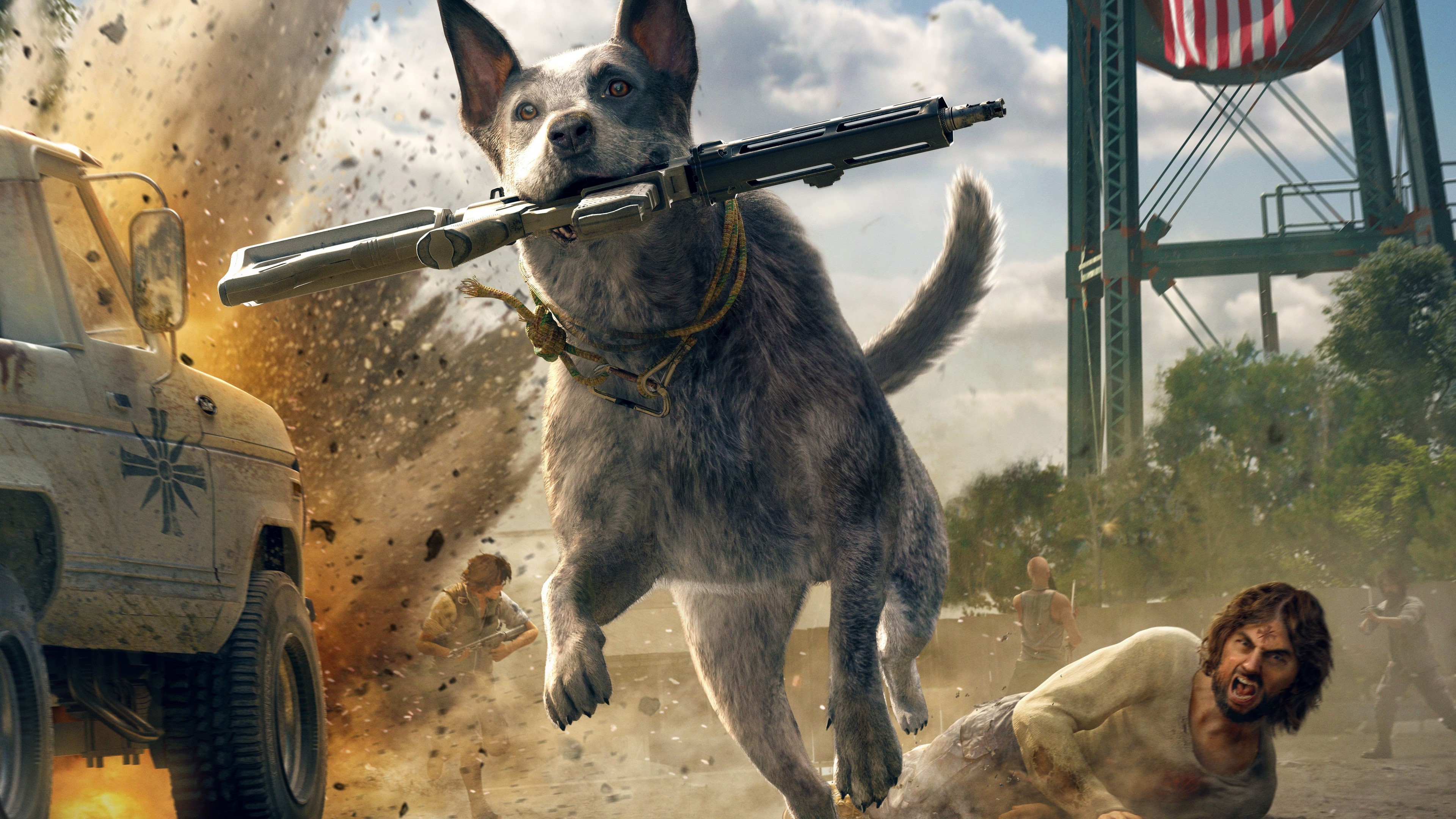 4K Far Cry 5 Dog with Gun HD Wallpaper