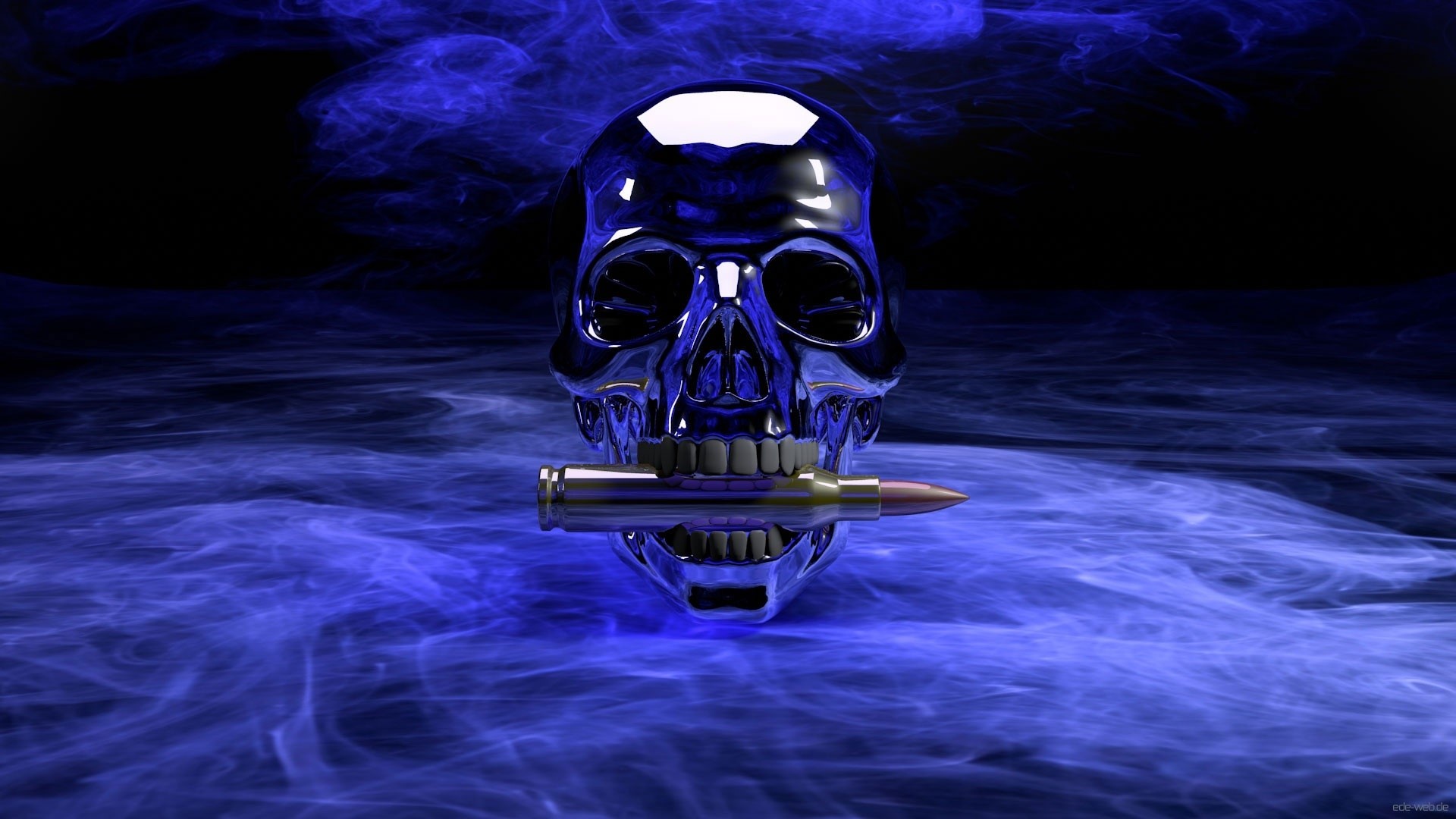 Chrome Skull with Bullet HD Wallpaper