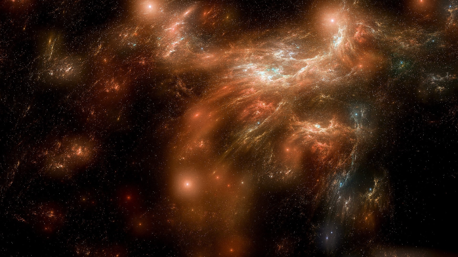 Orange and blue nebula with stars HD Wallpaper