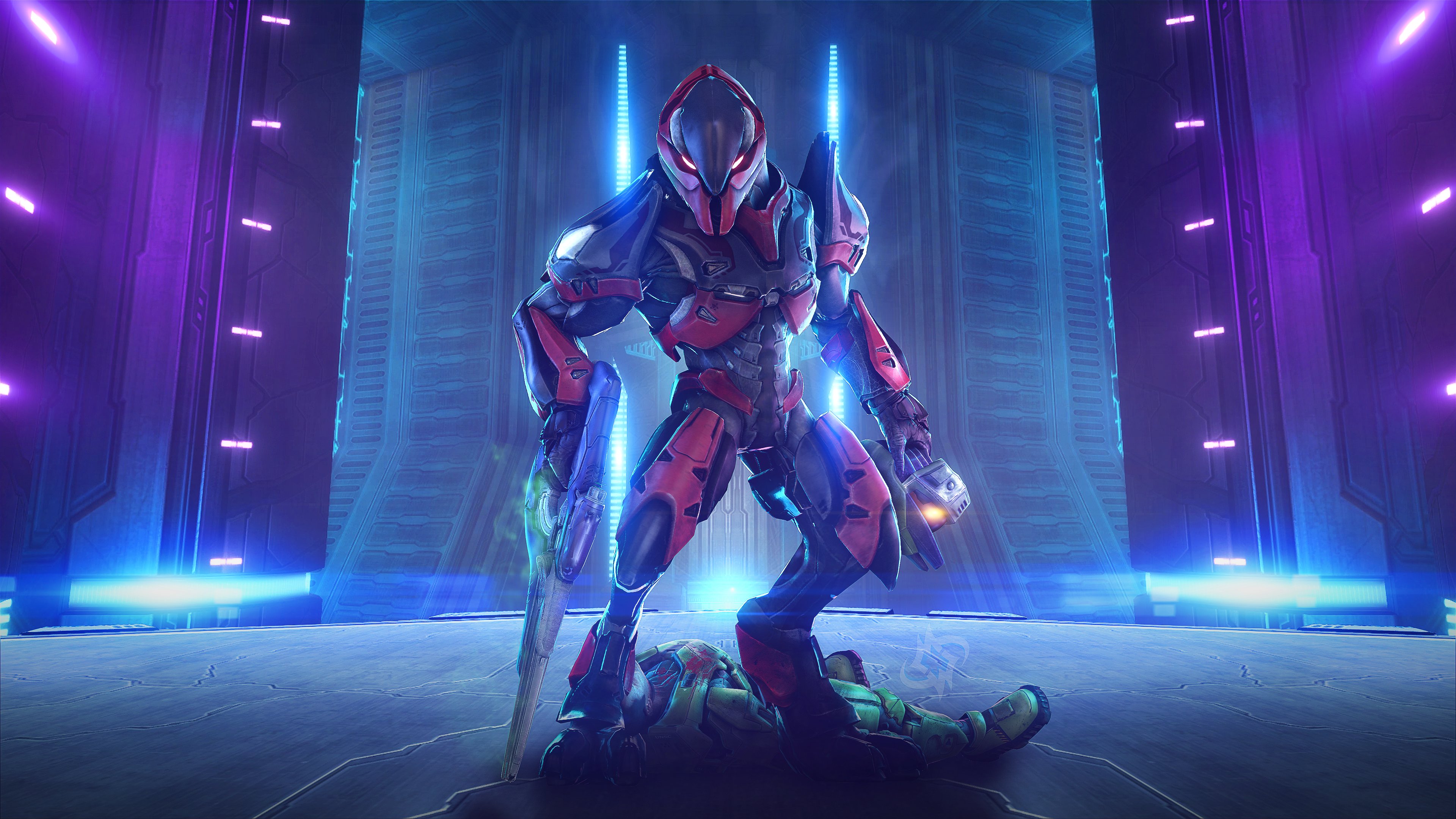 Shipmaster standing over a fallen opponent HD Wallpaper