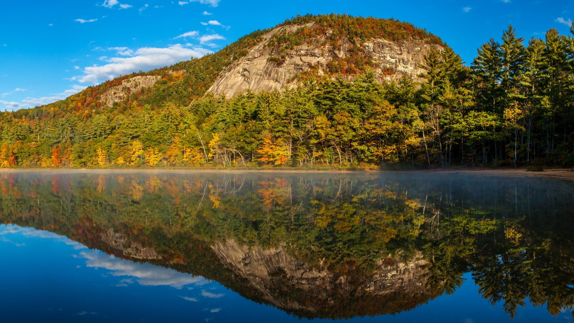 Autumn Mountain Reflection on Lake HD Wallpaper