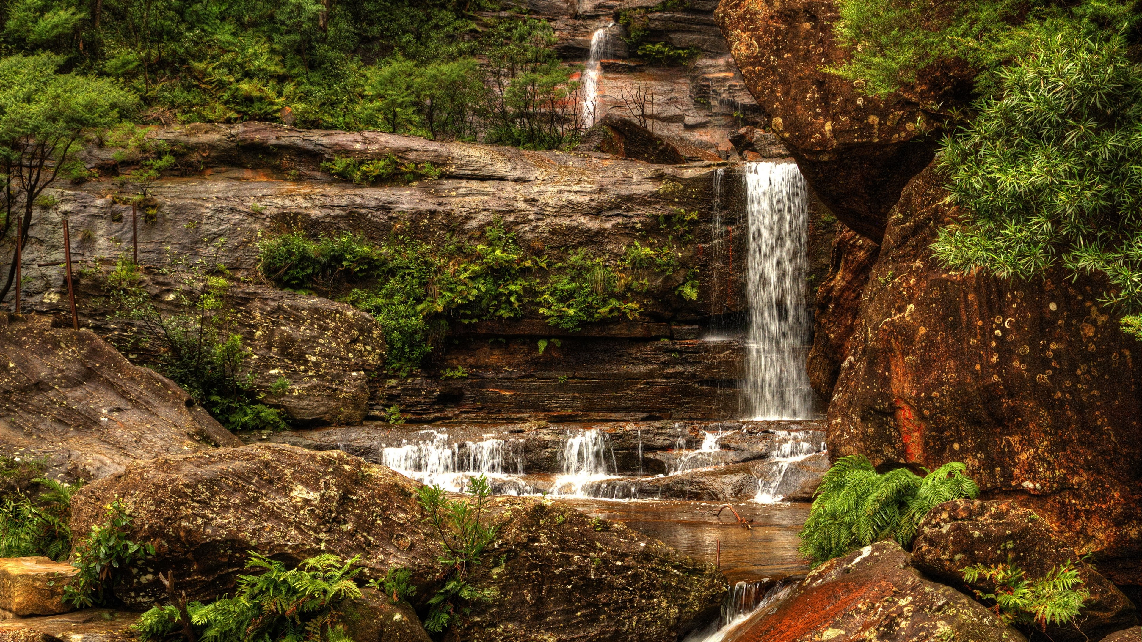 4K Waterfall in a Forest HD Wallpaper
