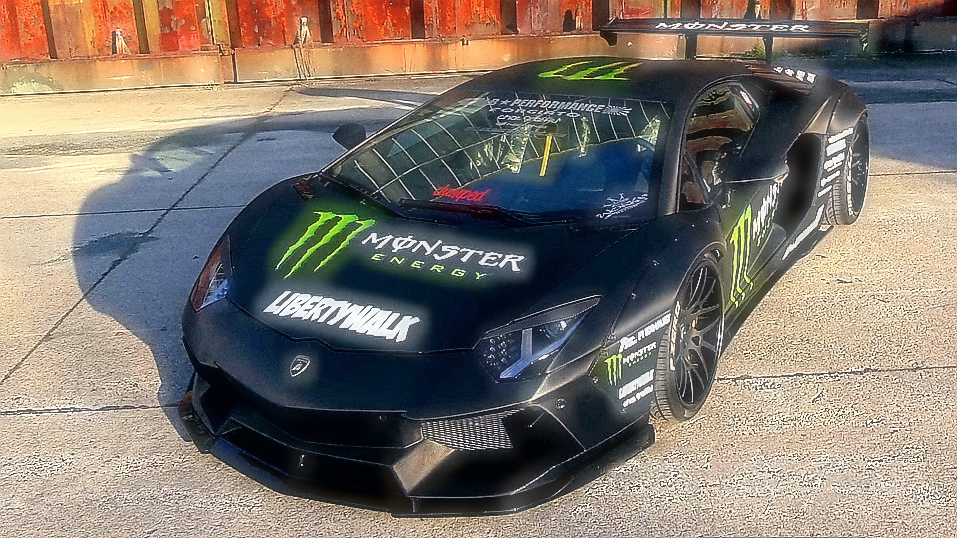 Monster Energy Liberty Walk Lamborghini Aventador HD Wallpaper