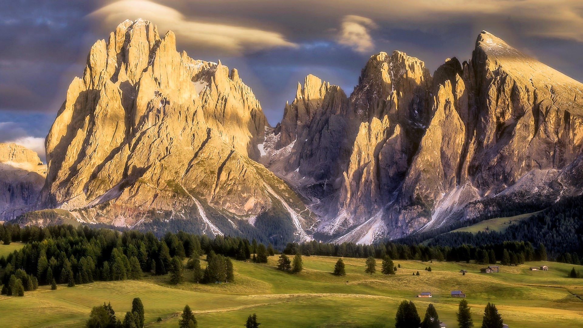 Dolomites mountains in Italy at sunset HD Wallpaper