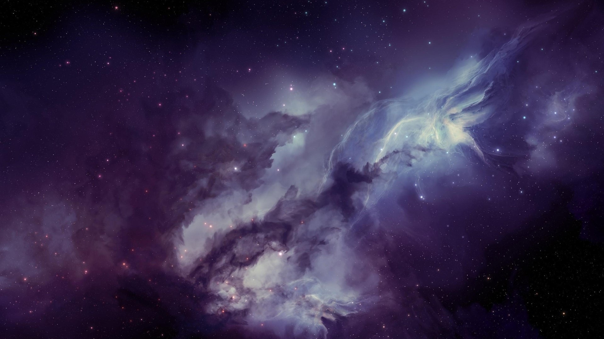 Purple and blue nebula with stars HD Wallpaper