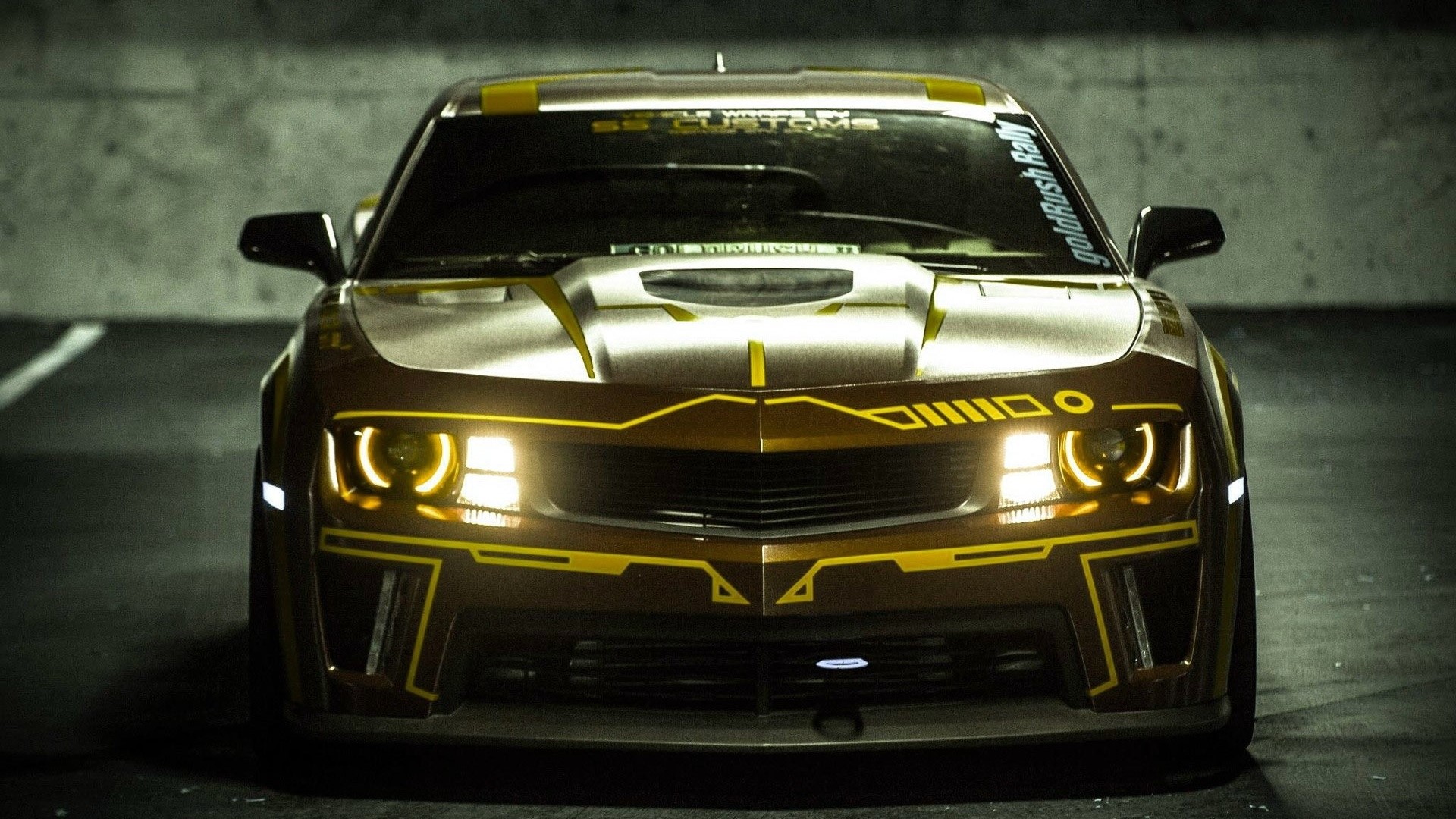 Gold and yellow custom Chevrolet Camaro HD Wallpaper