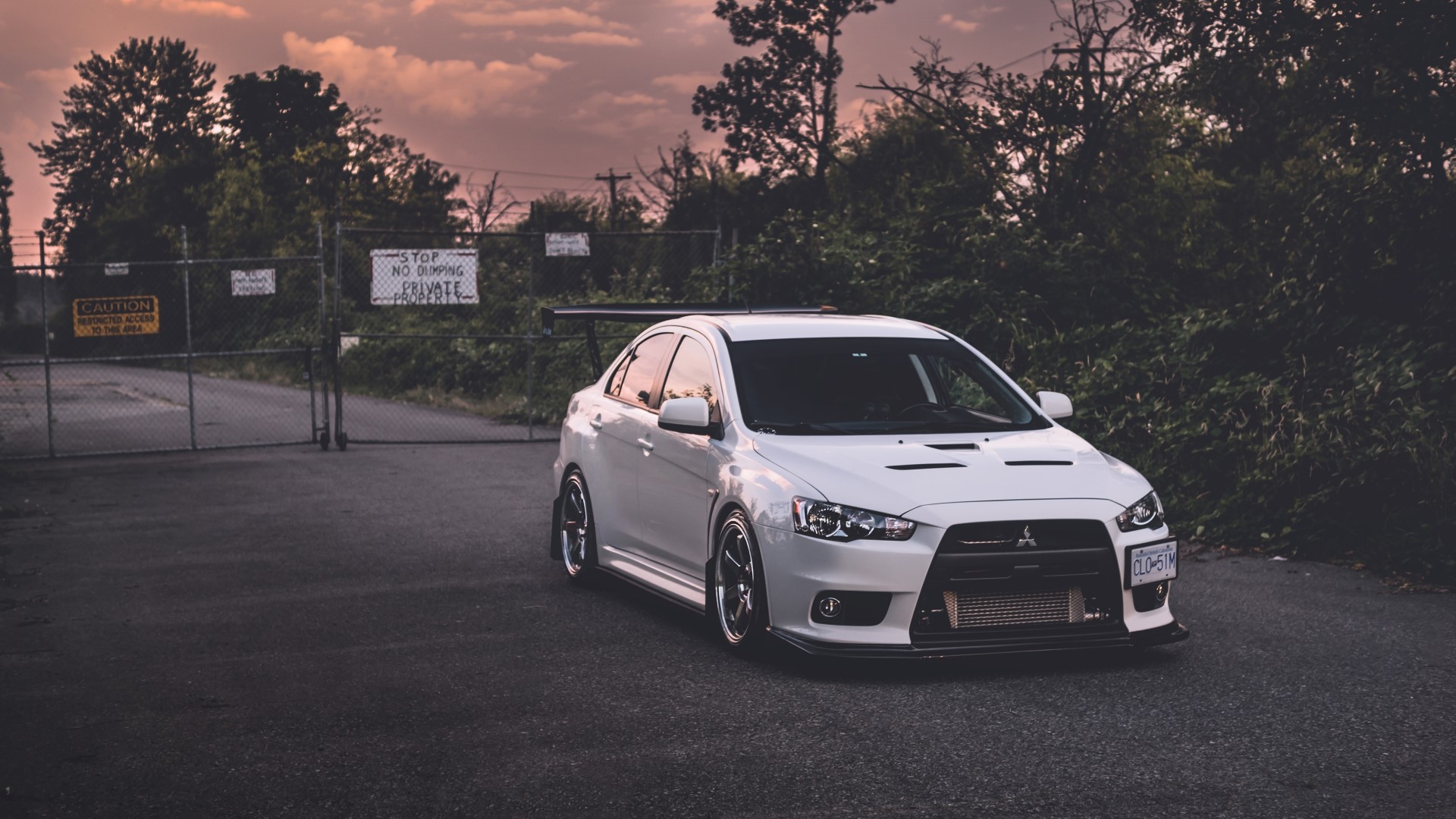 White Mitsubishi Lancer Evolution X with Spoiler HD Wallpaper