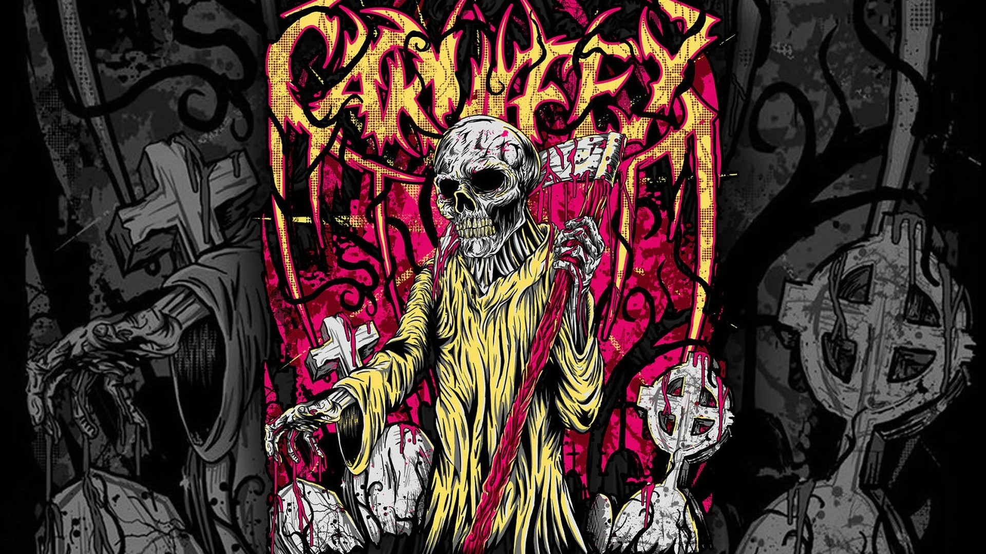Carnifex grim reaper with axe and gravestones HD Wallpaper