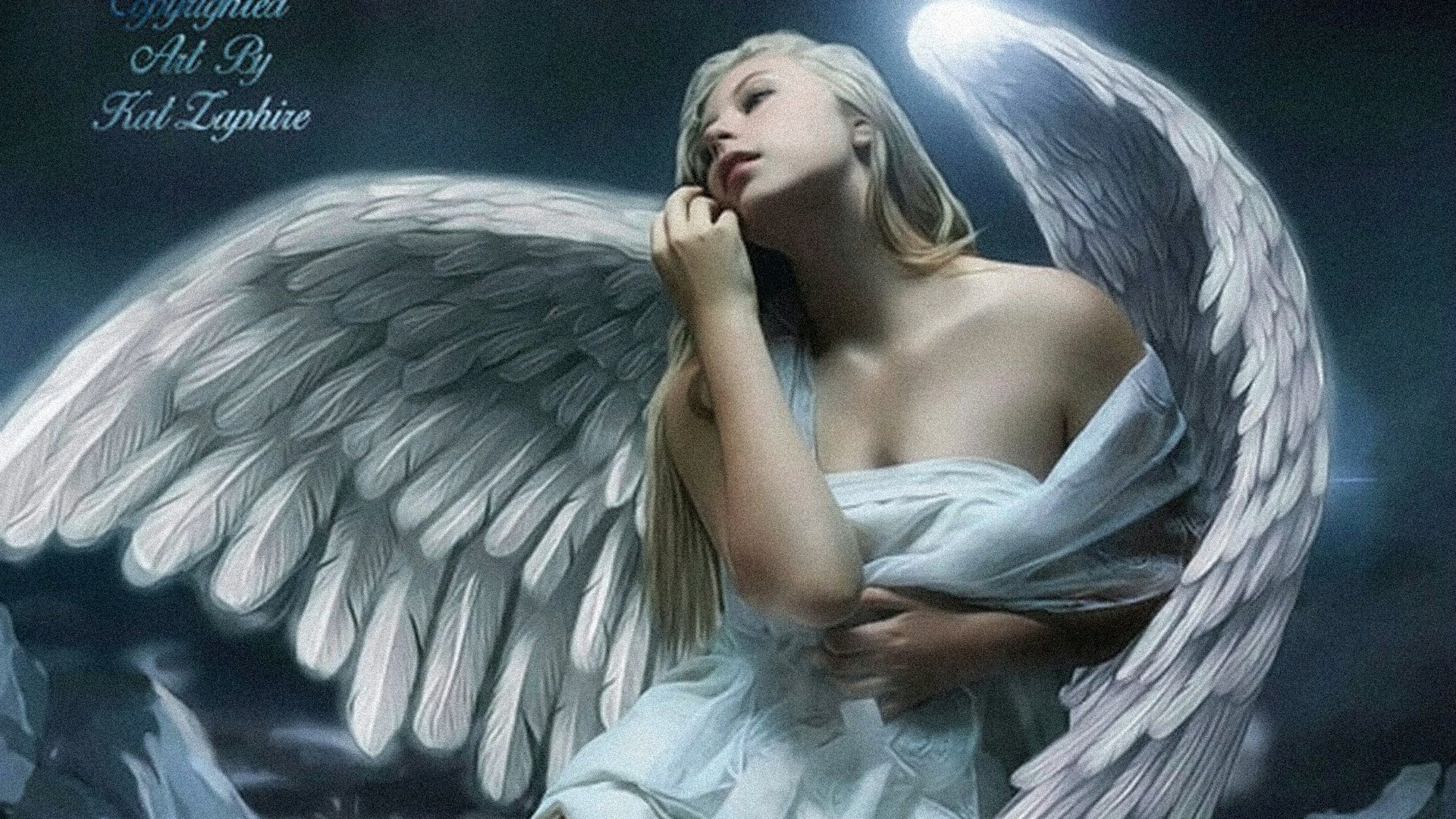 Angel with white wings HD Wallpaper