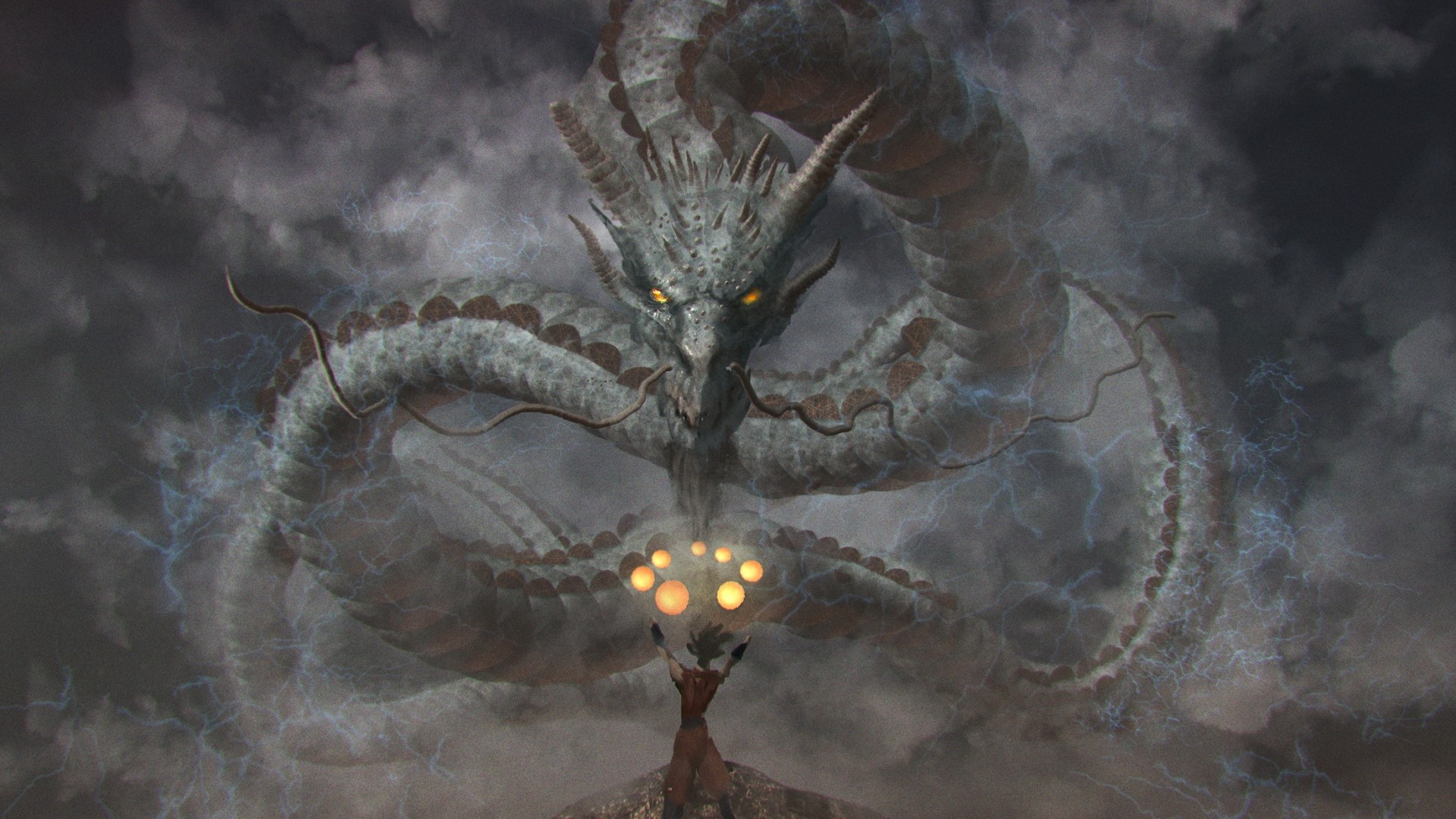 Shenron from Dragon Ball summoning orbs HD Wallpaper