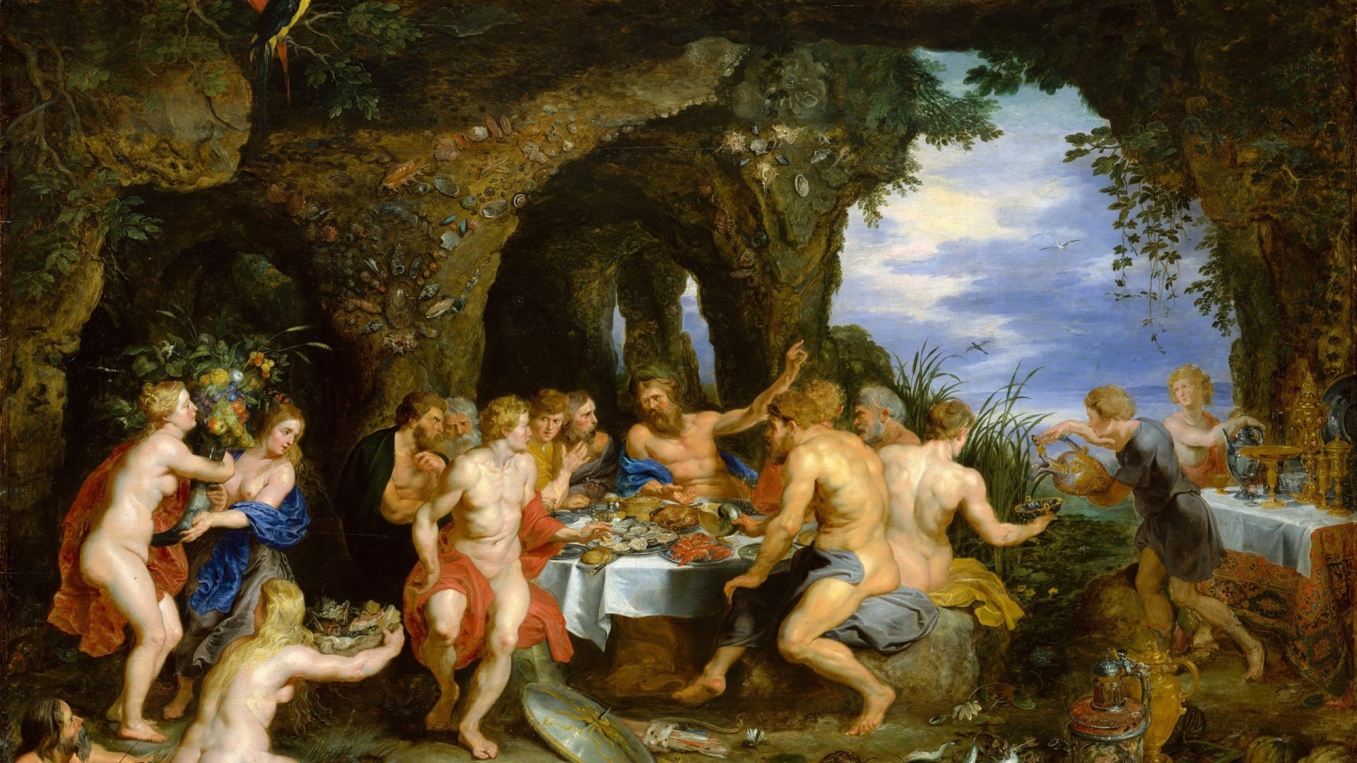Feast in a Grotto HD Wallpaper