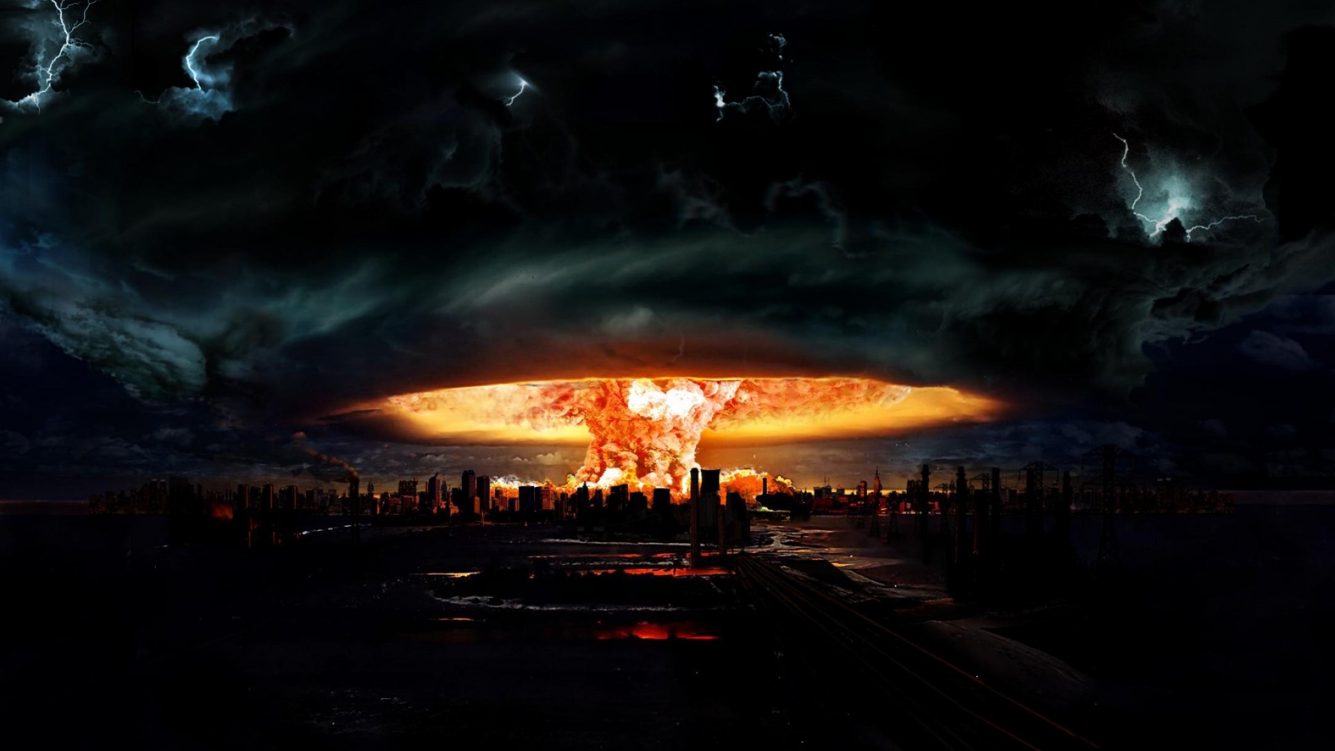 Nuclear Explosion Over City HD Wallpaper