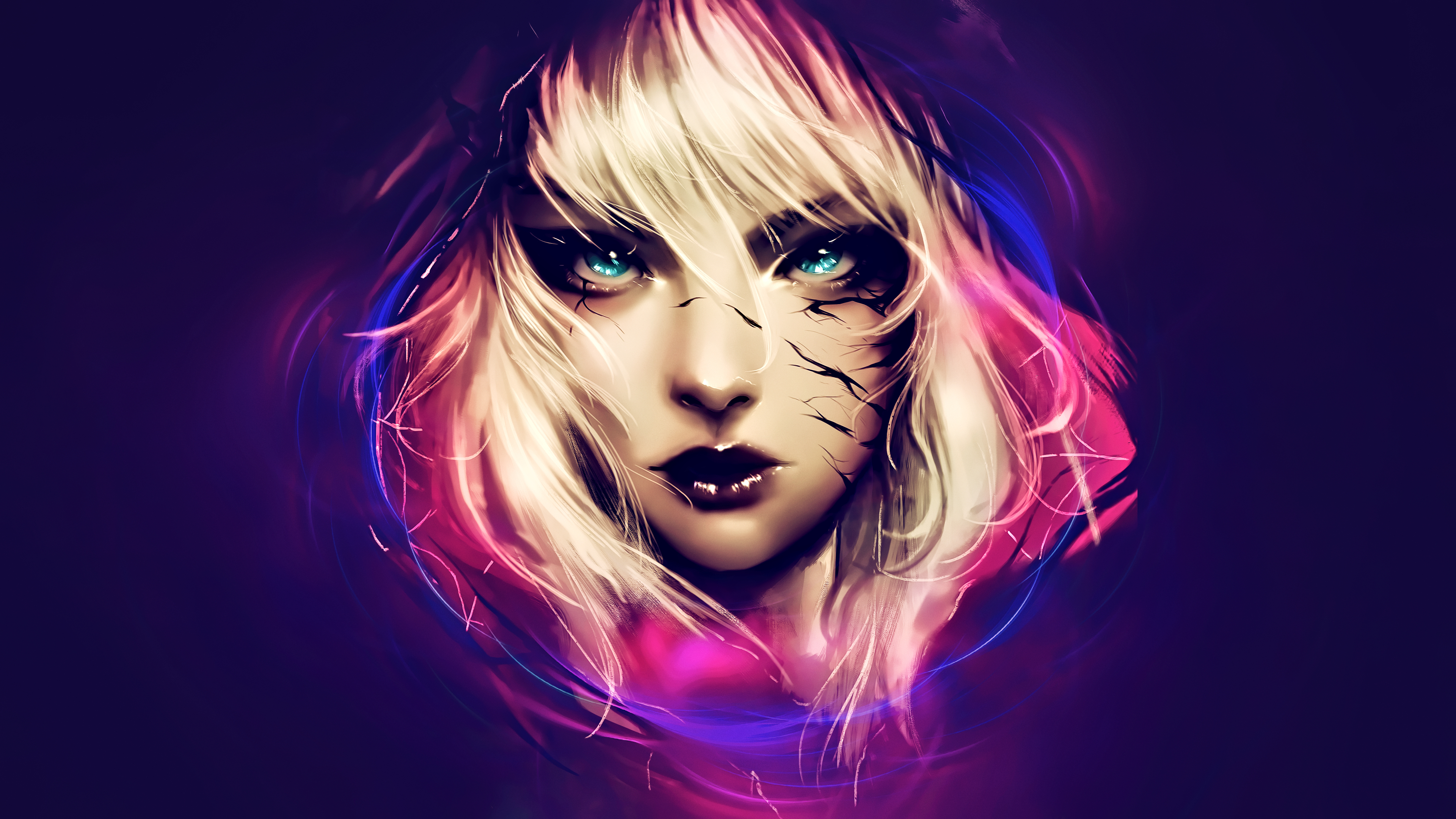 Fantasy girl with blue eyes and blonde hair, 4K digital art HD Wallpaper