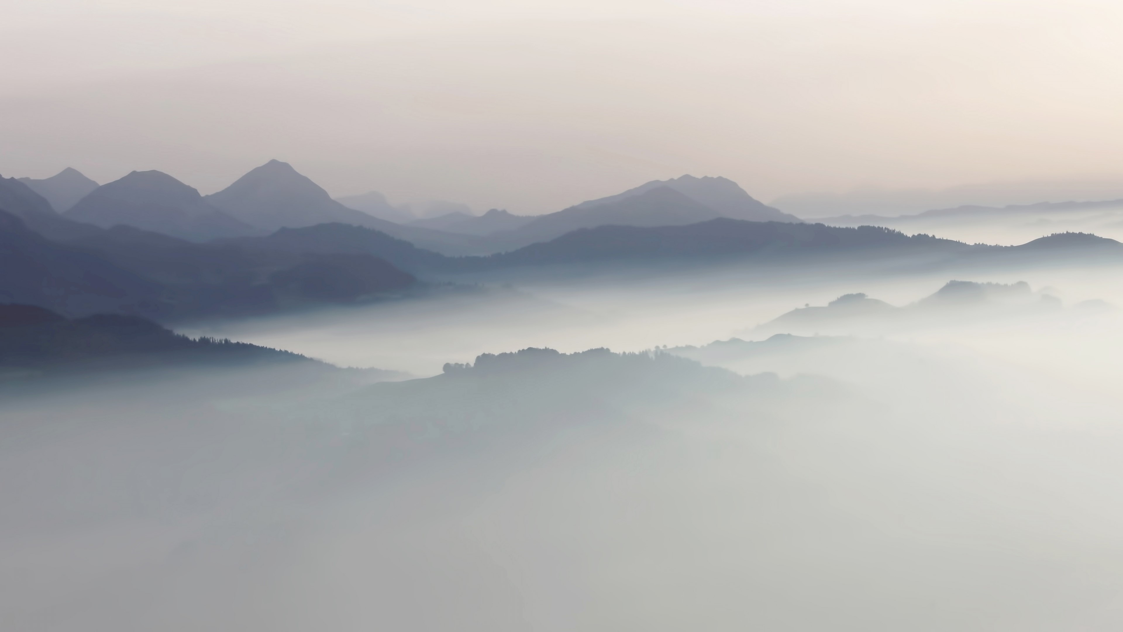 Mountains in the fog HD Wallpaper