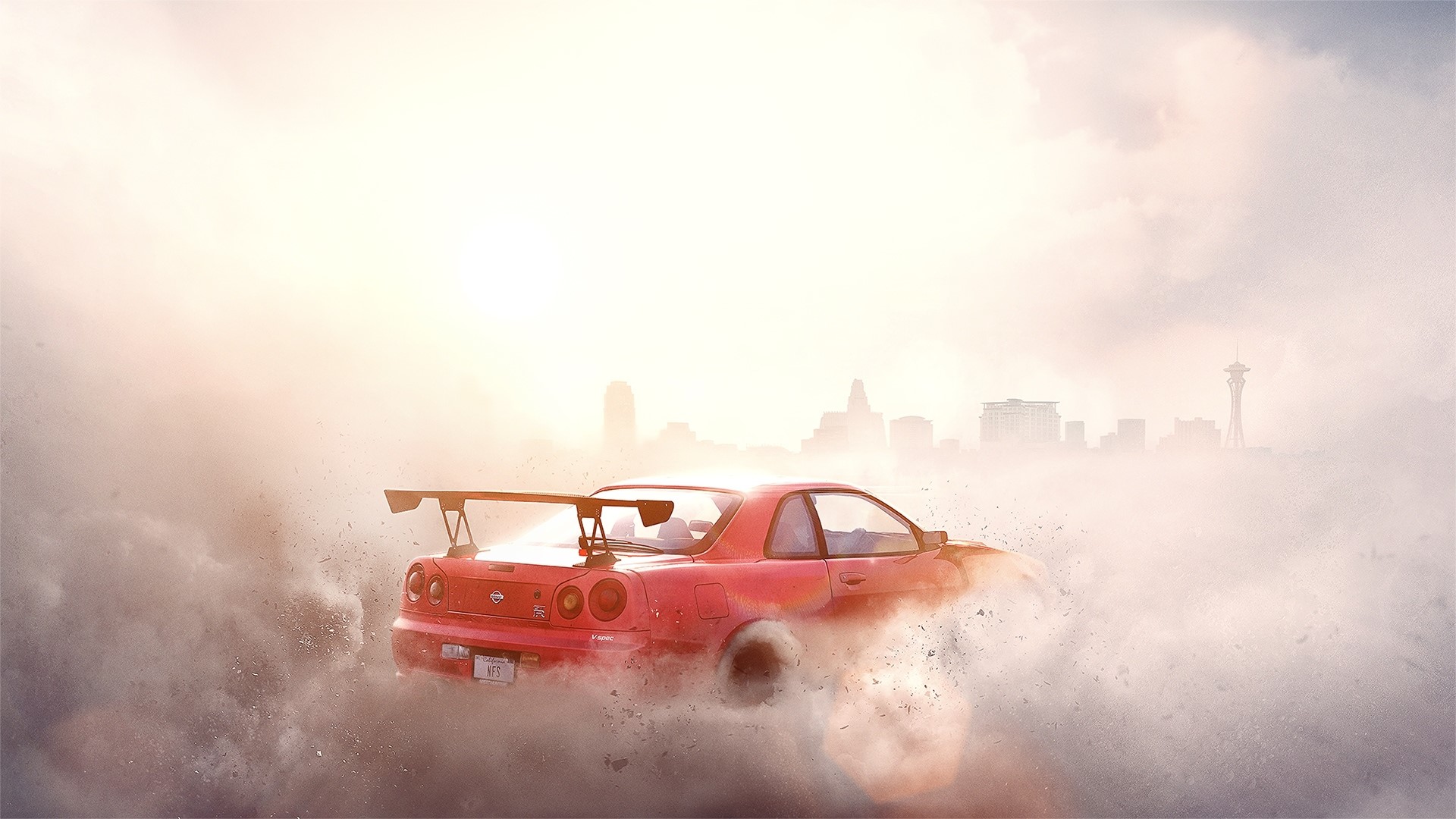 Red Nissan Skyline R34 drifting in Need for Speed Payback HD Wallpaper