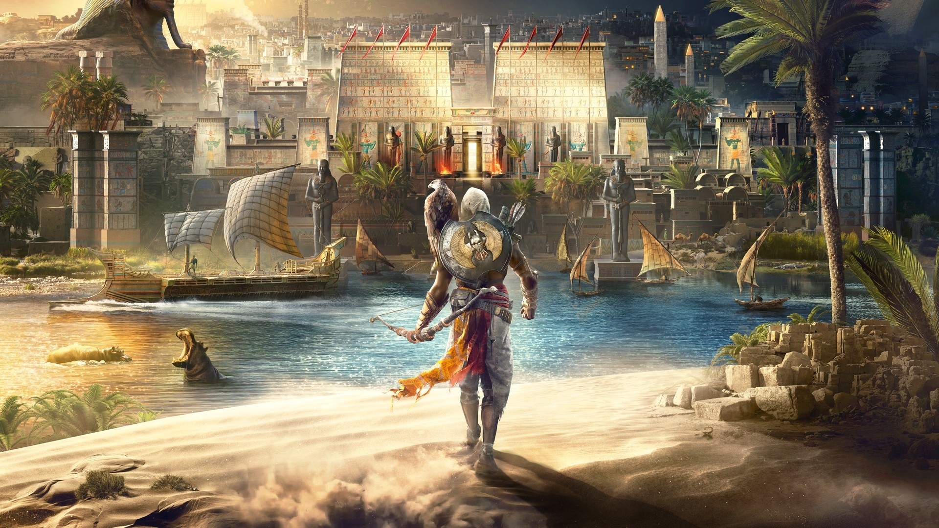 Bayek from Assassins Creed Origins in ancient Egypt HD Wallpaper