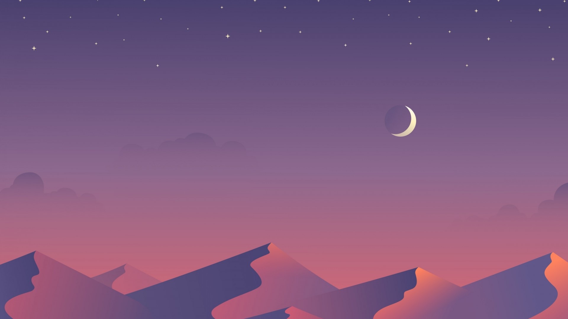 Desert Dunes Under a Crescent Moon HD Wallpaper