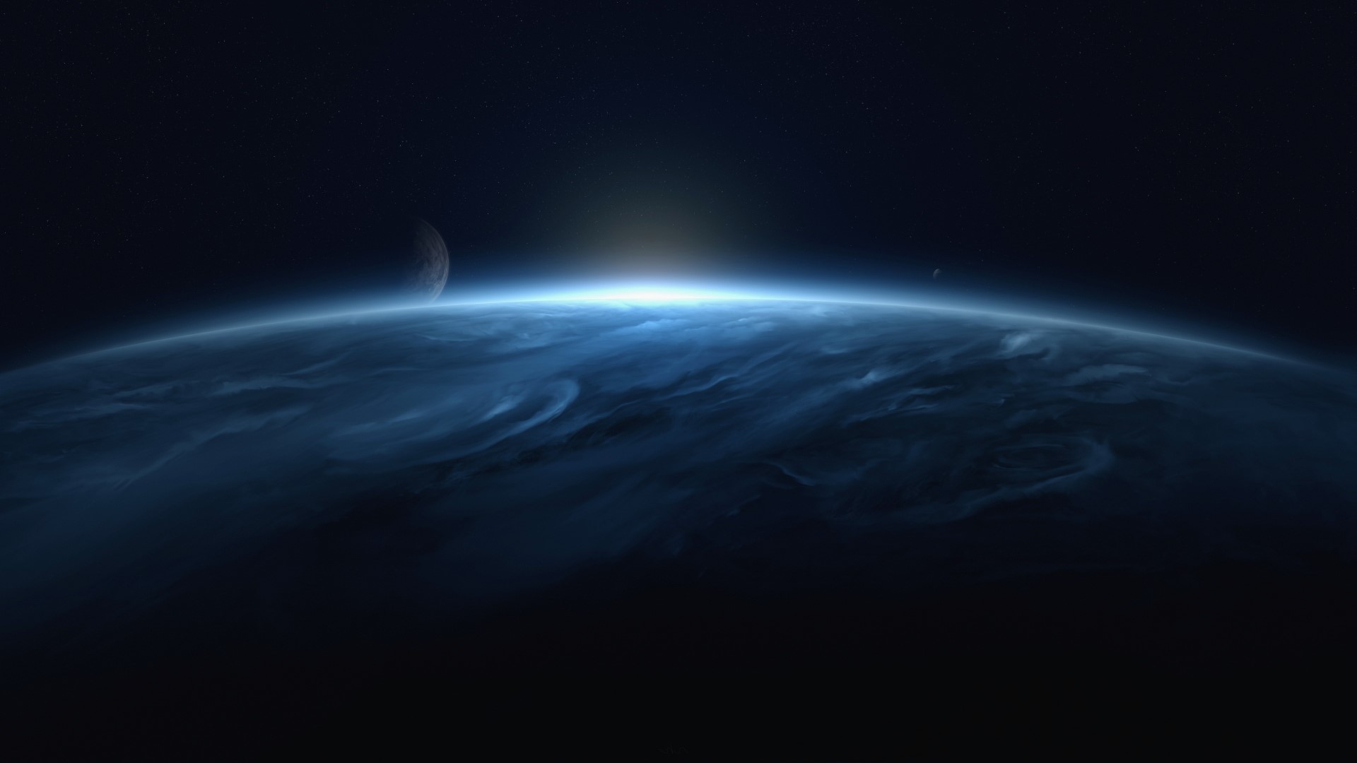 Planet and Moon in Space HD Wallpaper