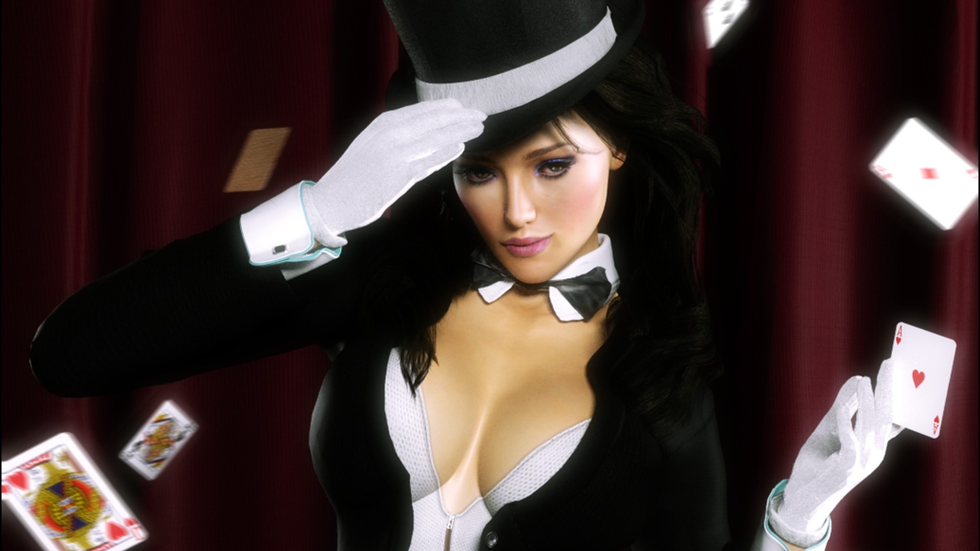 Illusionist in Top Hat and Tuxedo with Cards HD Wallpaper