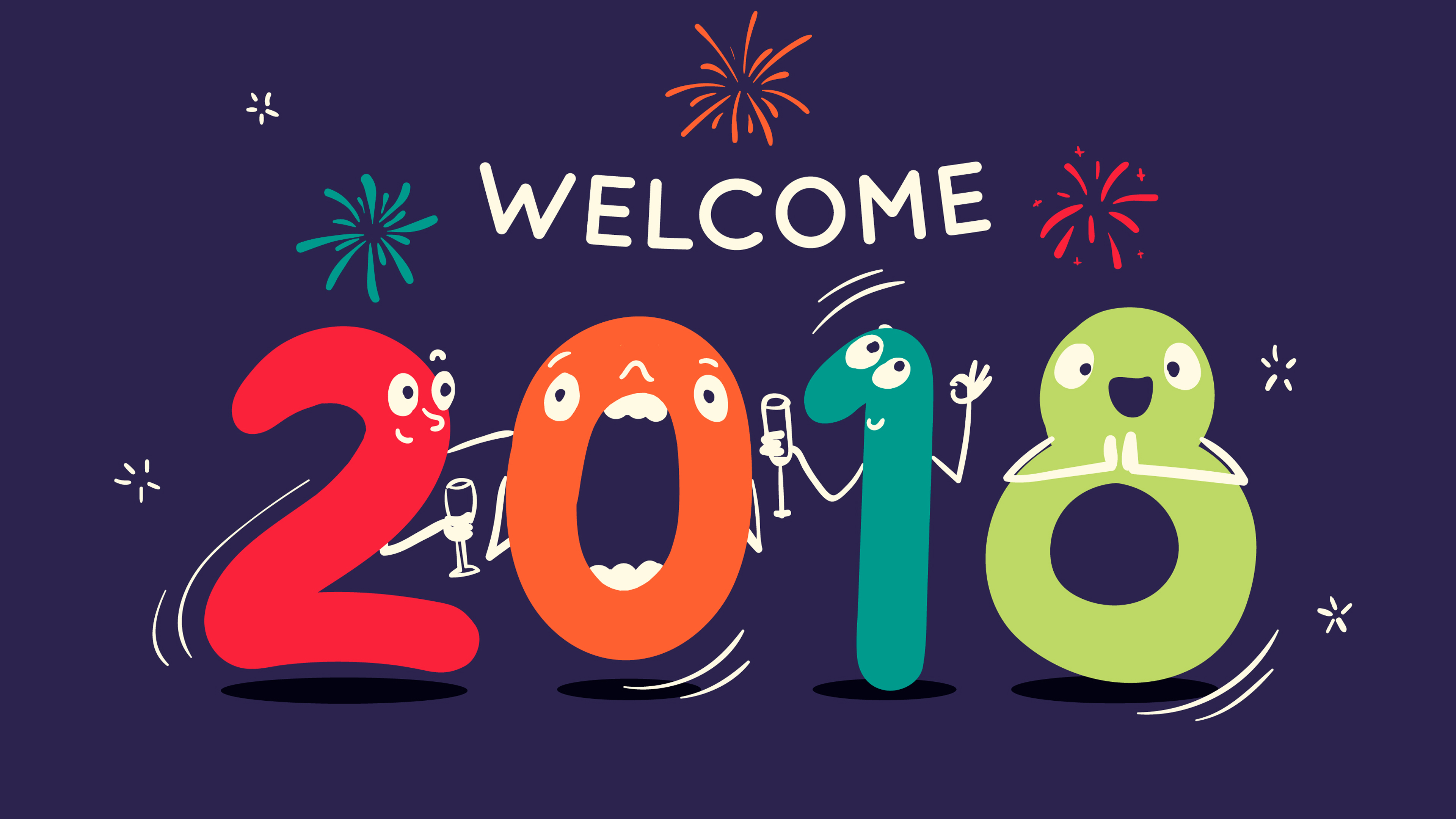 Welcome 2018 Happy New Year HD Wallpaper