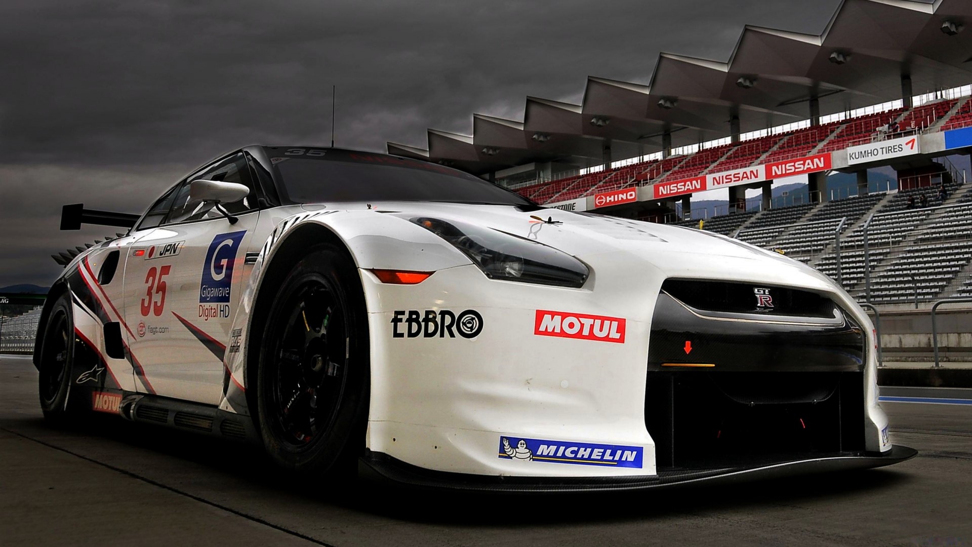 Nissan GT-R Race Car with Sponsors HD Wallpaper